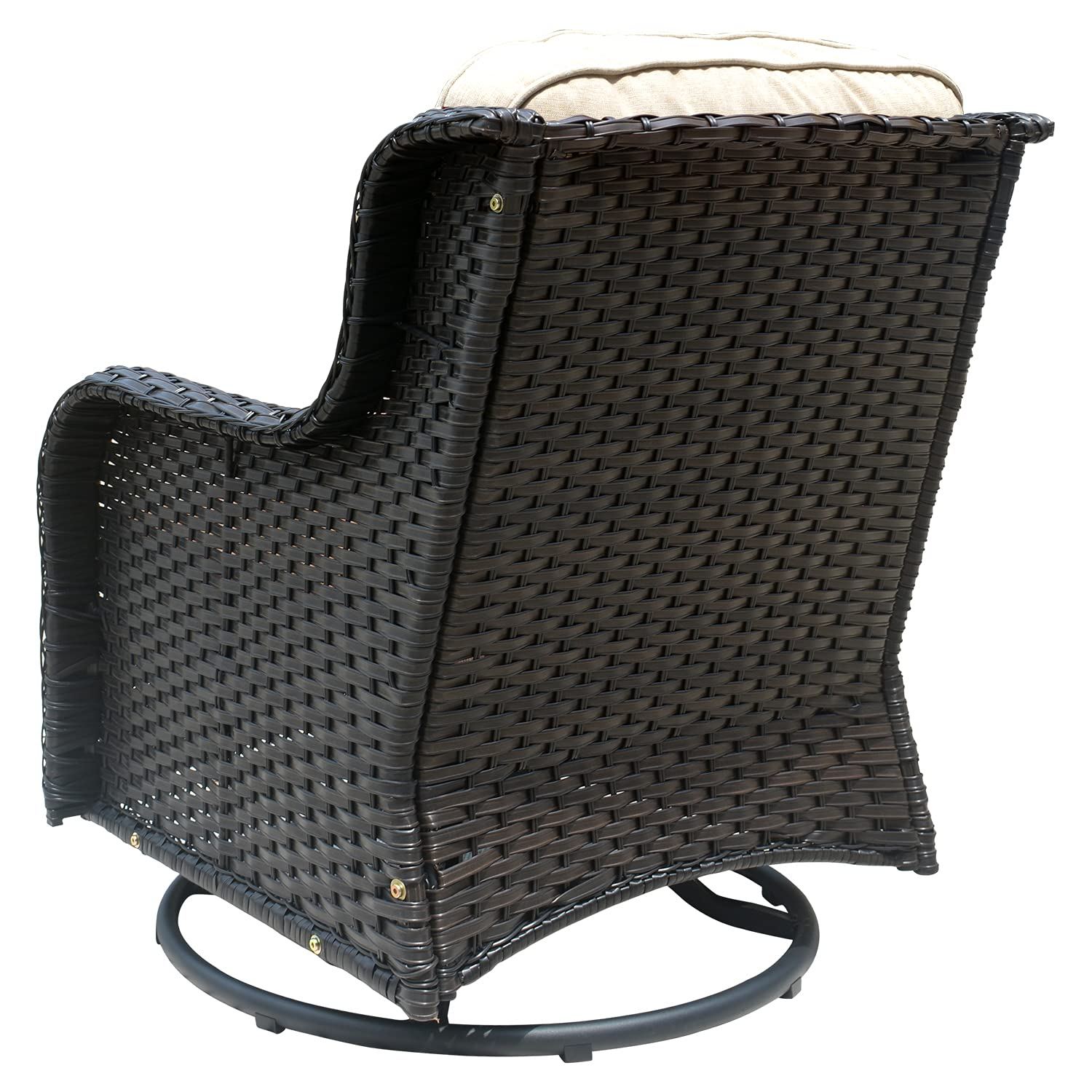 Patio Chair Outdoor Wicker Swivel Rocker Patio Chairs Set of 2 & Matching Side Table