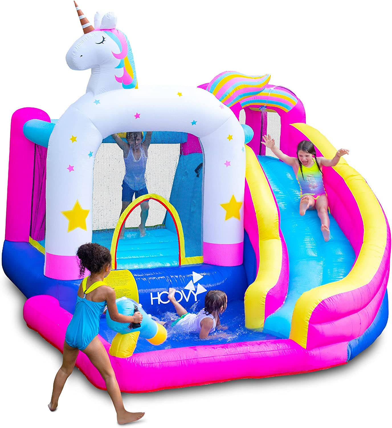 【Sports&Outdoors】Double Water Slide with Climbing Wall  6.5x13x11 FT  Inflatable Double Water Slide