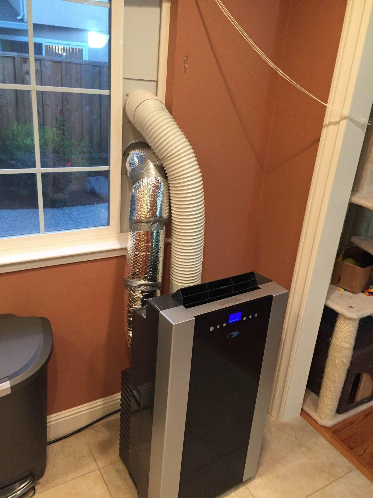 【Appliances】14,000 BTU Dual Hose Portable Air Conditioner with Dehumidifier & Fan for Rooms Up to 500 Square Feet