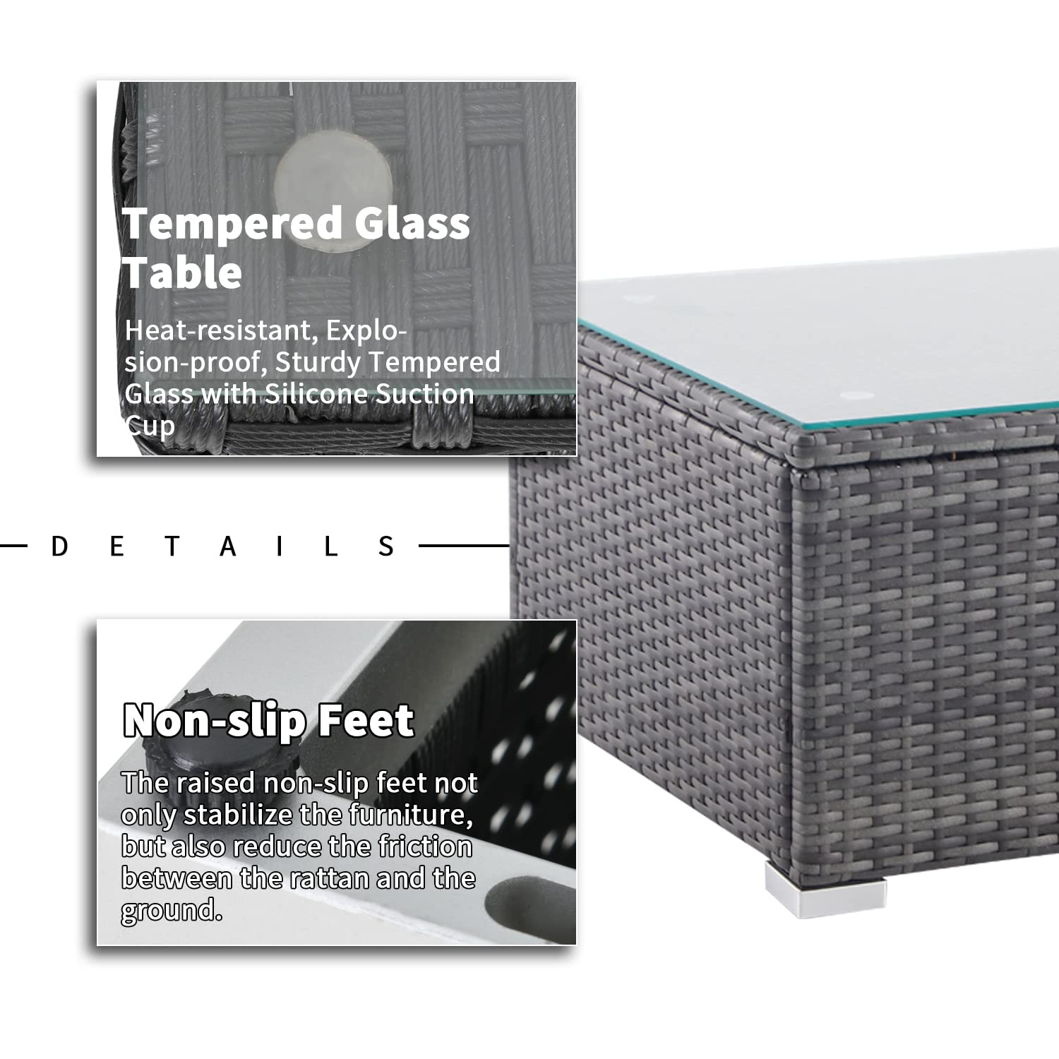 Outdoor Patio Furniture Set, 7 Pcs Patio Conversation Set Sectional Rattan Sofa Set