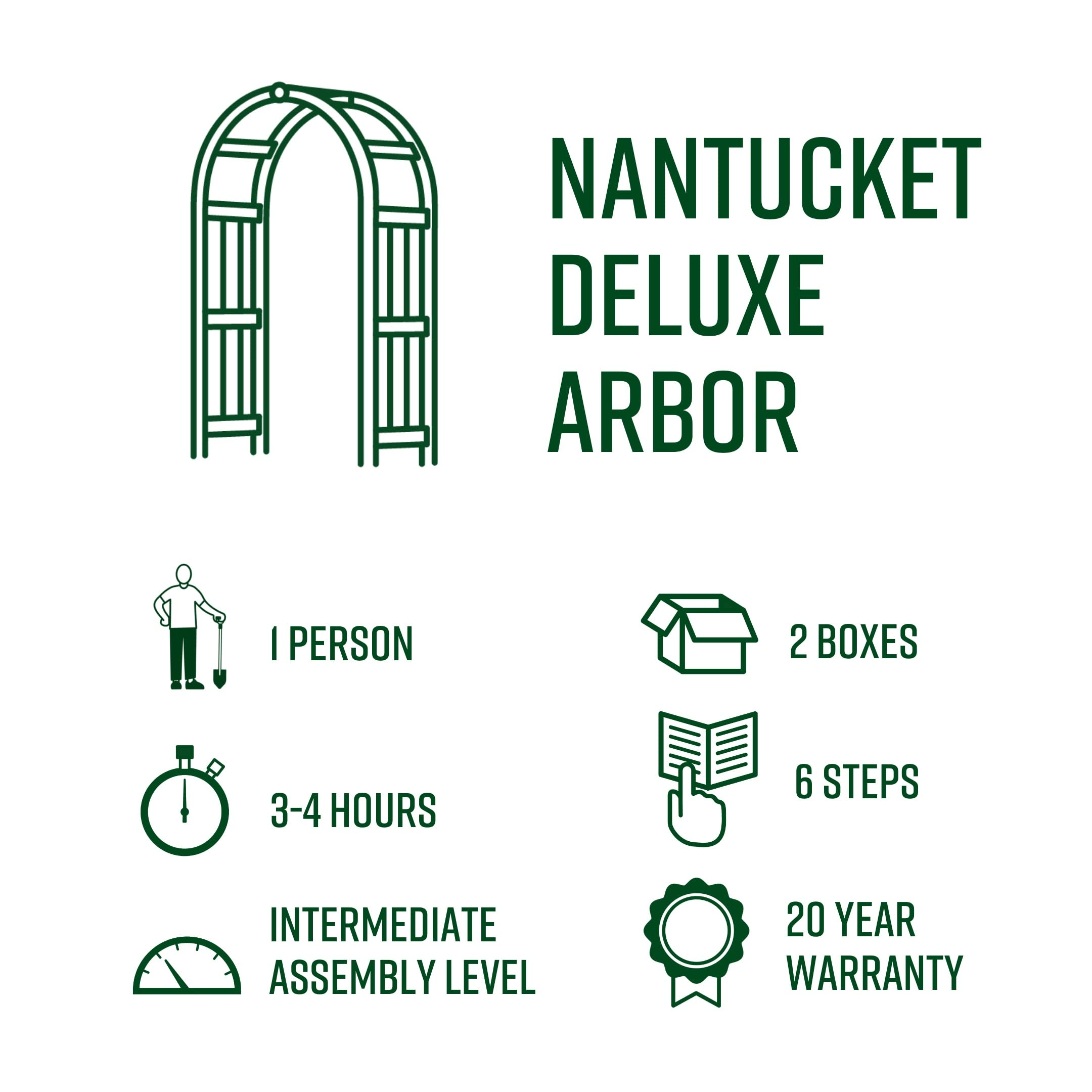 【Home&Garden】Nantucket Deluxe 60W x 94H Vinyl Arbor