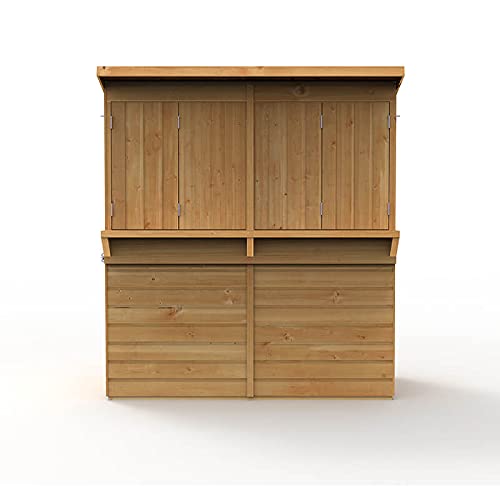 【Home&Garden】【BS】Outdoor Garden Bar, 6' x 3' Forest Wooden Shiplap Pent Garden Bar