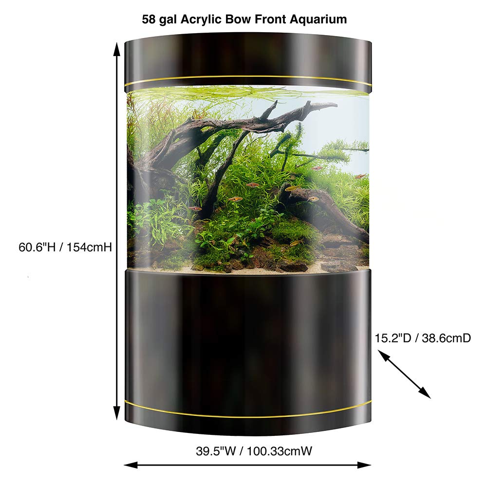 【Pet】Water World Luxury Large Bow Front Acrylic Aquarium with Built-in Stand & Storage Top - 360° View