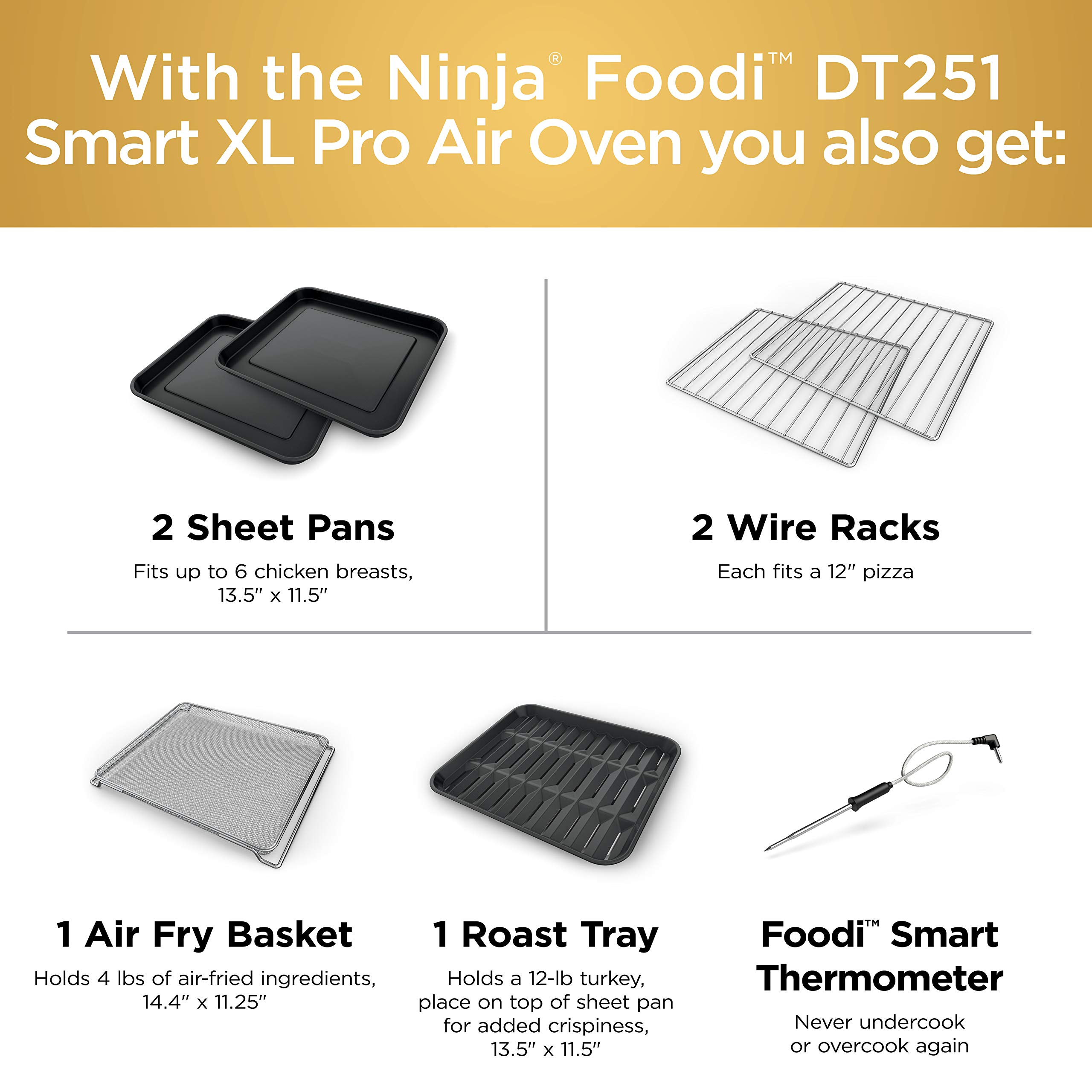 【Appliances】Ninja DT251 Foodi 10-in-1 Smart XL Air Fry Oven, Bake, Broil, Toast, Air Fry, Roast, Digital Toaster