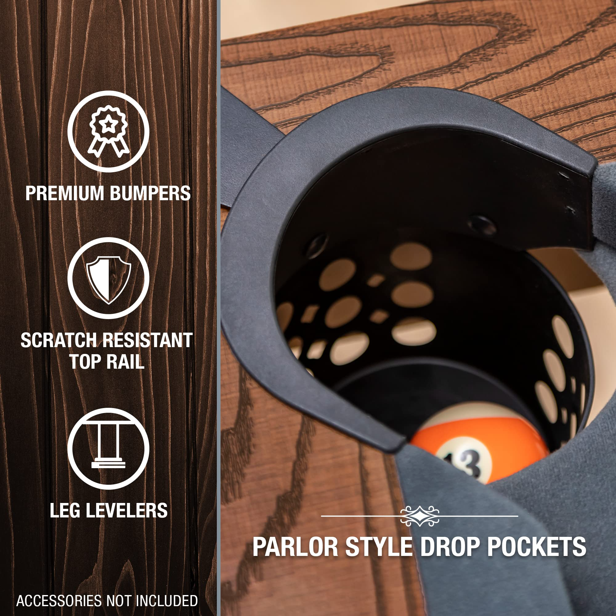 【Sports&Outdoors】Professional Grade Billiard Tables Pool Table, Scratch Resistant Luster Long Finish