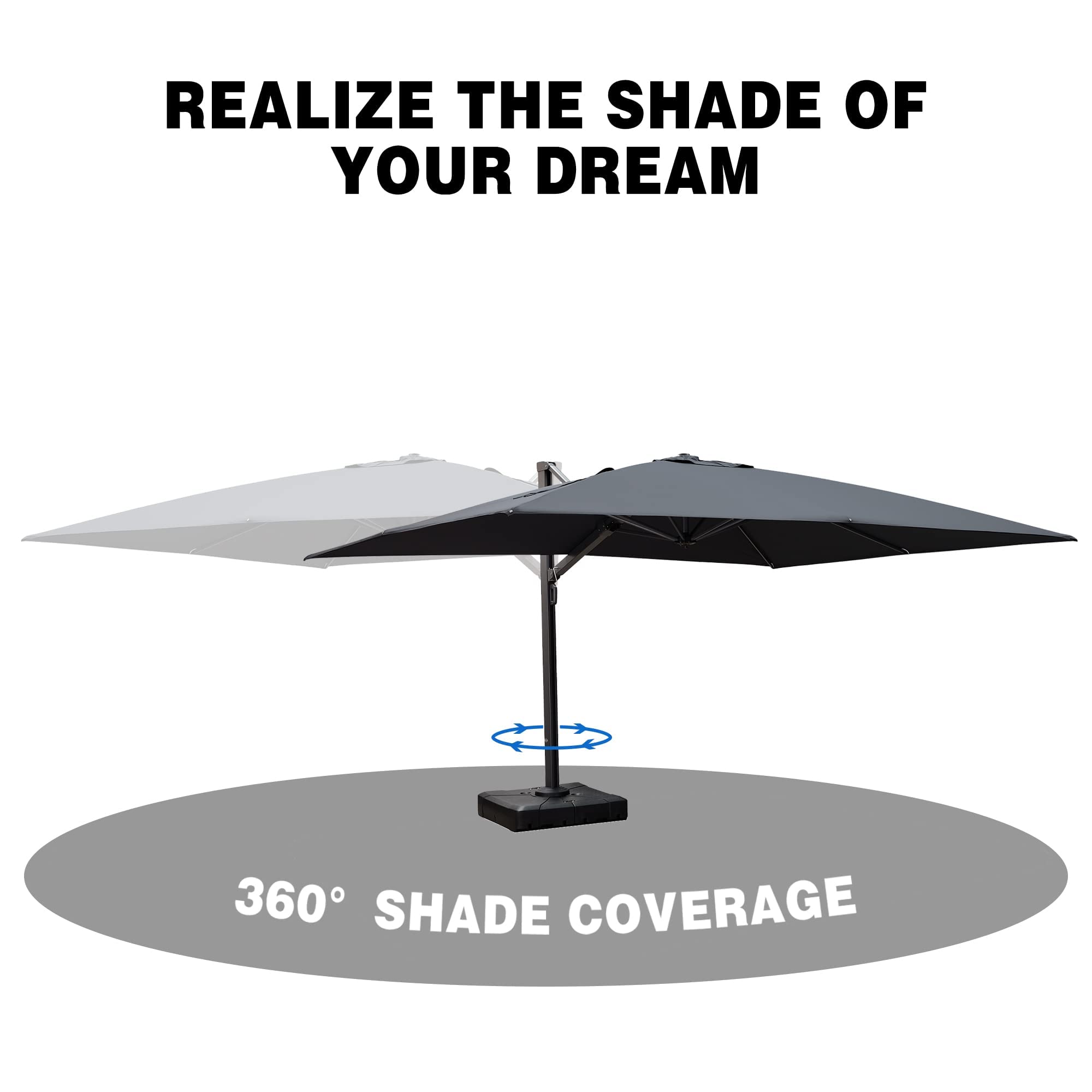 【Home&Garden】10' X 13' Rectangle Patio Umbrella Large Outdoor Aluminum Umbrella Offset Umbrella