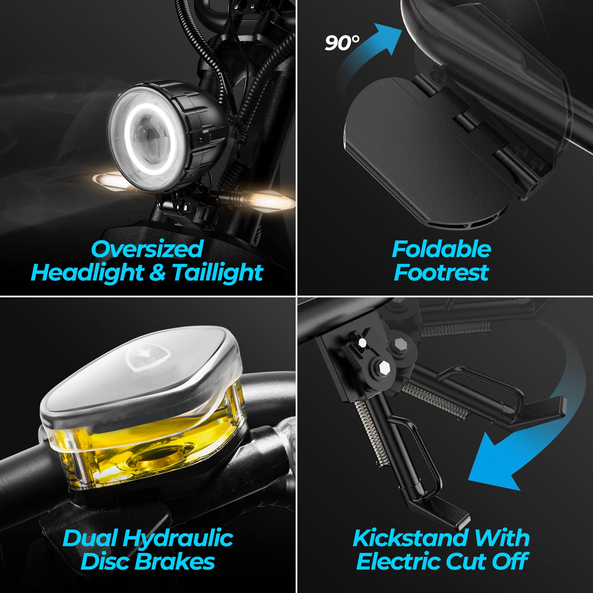 【Sports&Outdoors】Eahora M8 2000W 37MPH Electric Moped for Adults Street Legal, 60V 30Ah