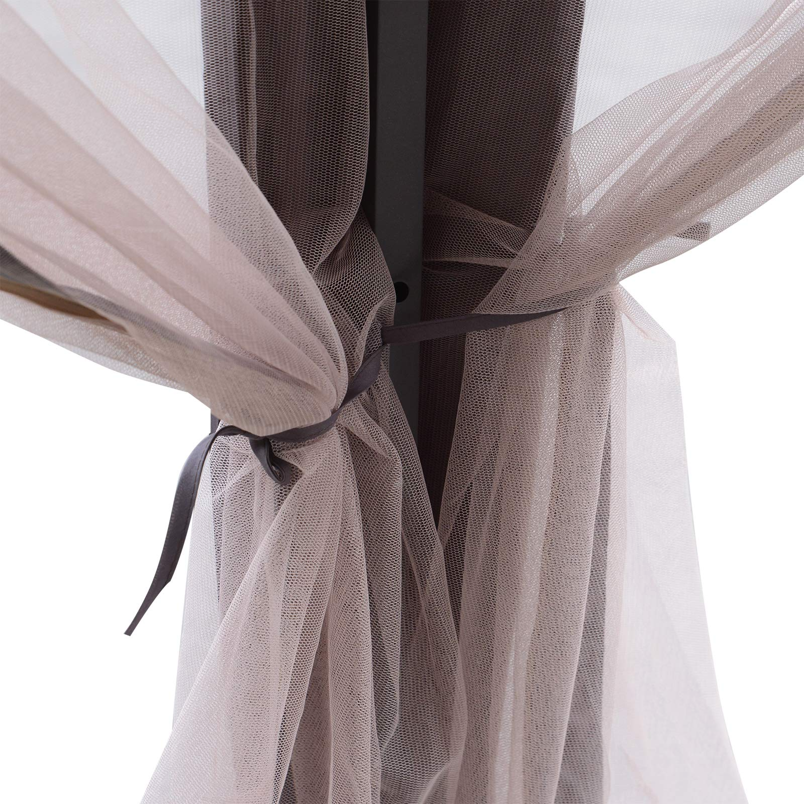 【Gazebo】13' x 13' Pop-Up Double Roof Six-Sided Pavilion with Sheltering Mesh