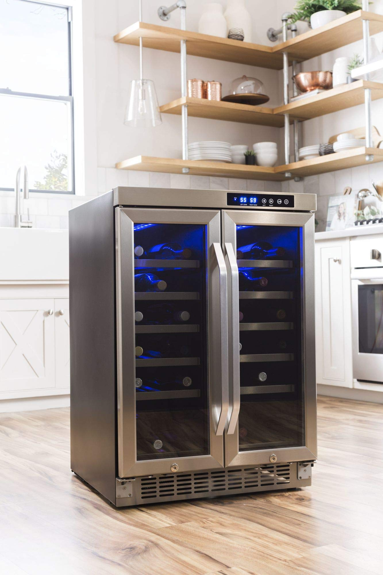 EdgeStar 36 Bottle Built-In Dual Zone French Door Wine Cooler