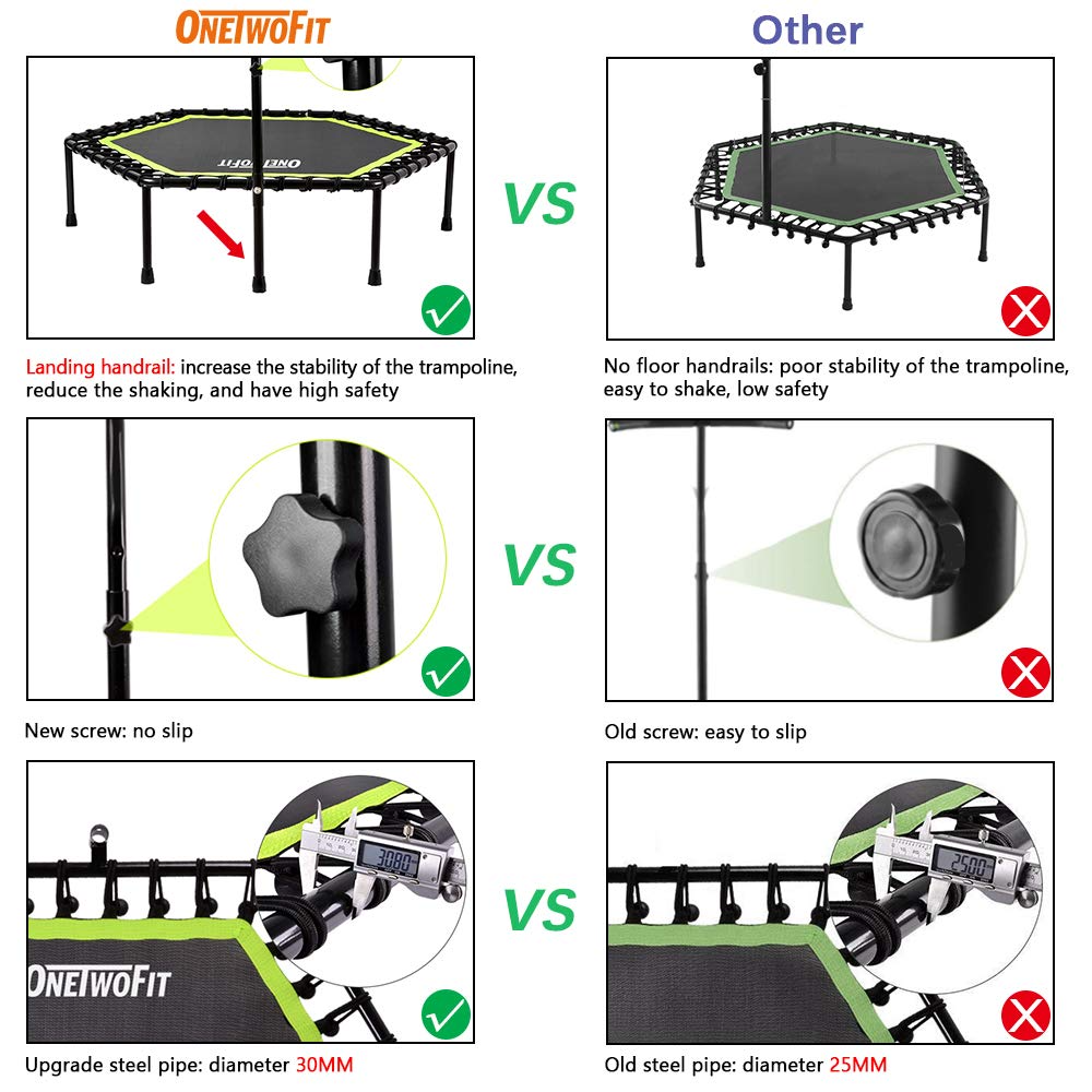 【Baby&Kids】Silent Mini Fitness Trampoline with Adjustable Handle Bar, for Adults or Kids