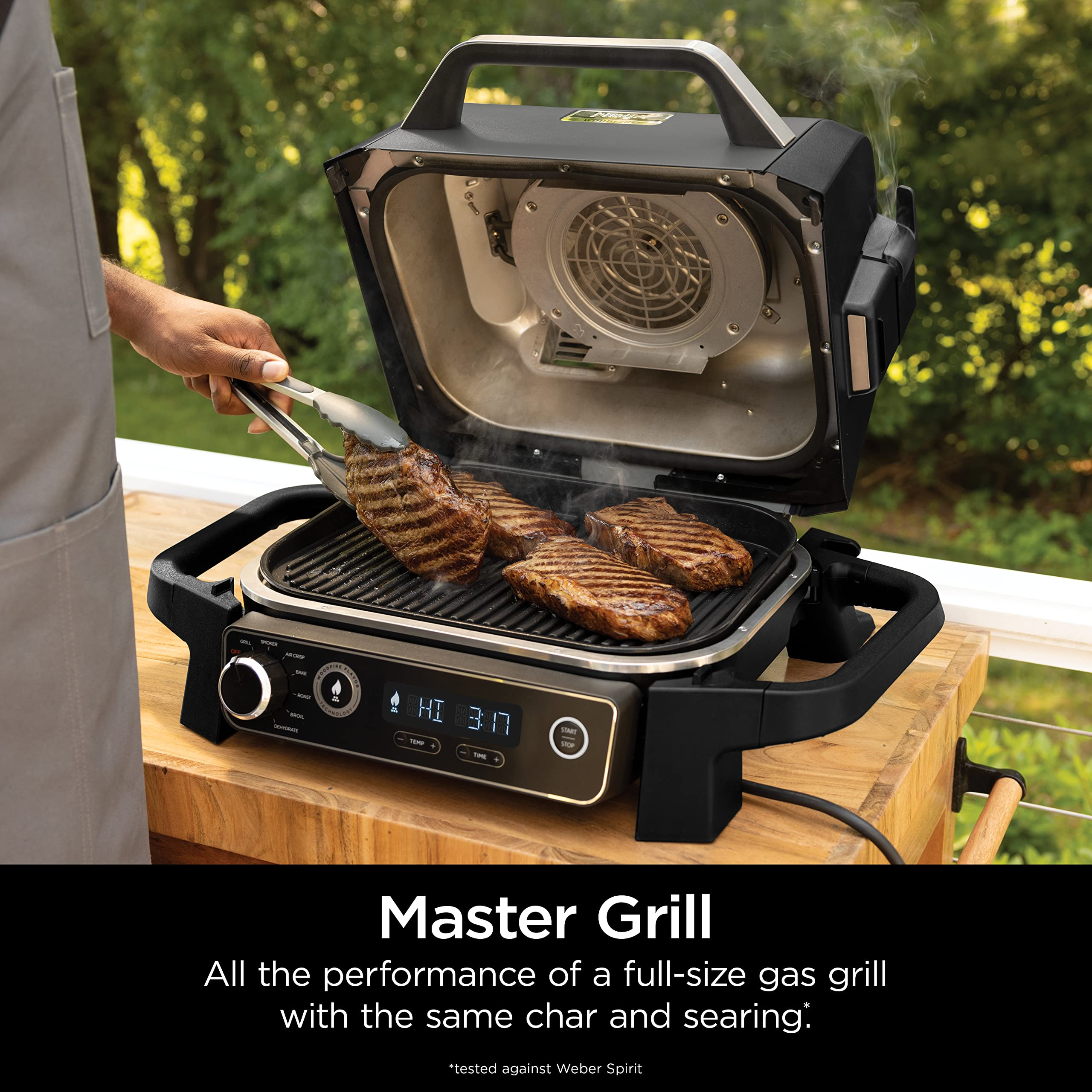 【Appliances】Ninja OG701 Woodfire Outdoor Grill, 7-in-1 Master Grill, BBQ Smoker & Outdoor Air Fryer plus Bake