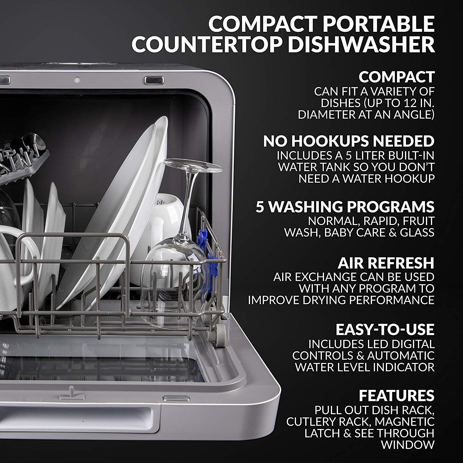 【Appliances】Farberware Complete Portable Countertop Dishwasher with 5-Liter Built-in Water Tank