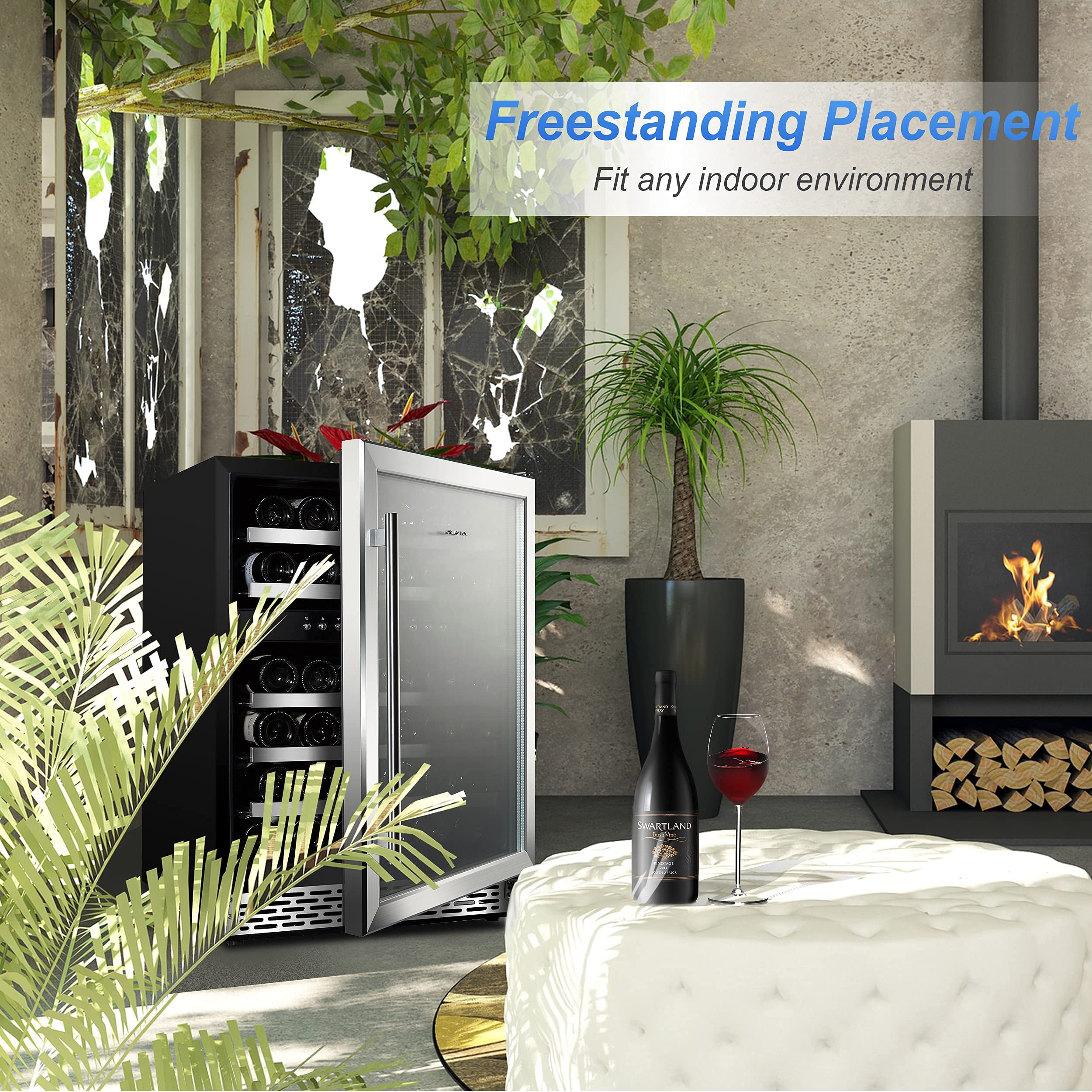 【Appliances】Phiestina 24 Inch Under Counter Wine Cooler - 46 Bottle Built-In Dual Zone Compressor Wine Refrigerator