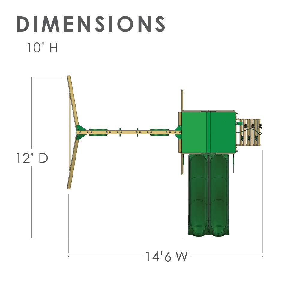 【Baby&Kids】Deluxe Wooden Swing Set with Vinyl Canopy Roof, Dual Wave Slides, and Rock Climbing Wall