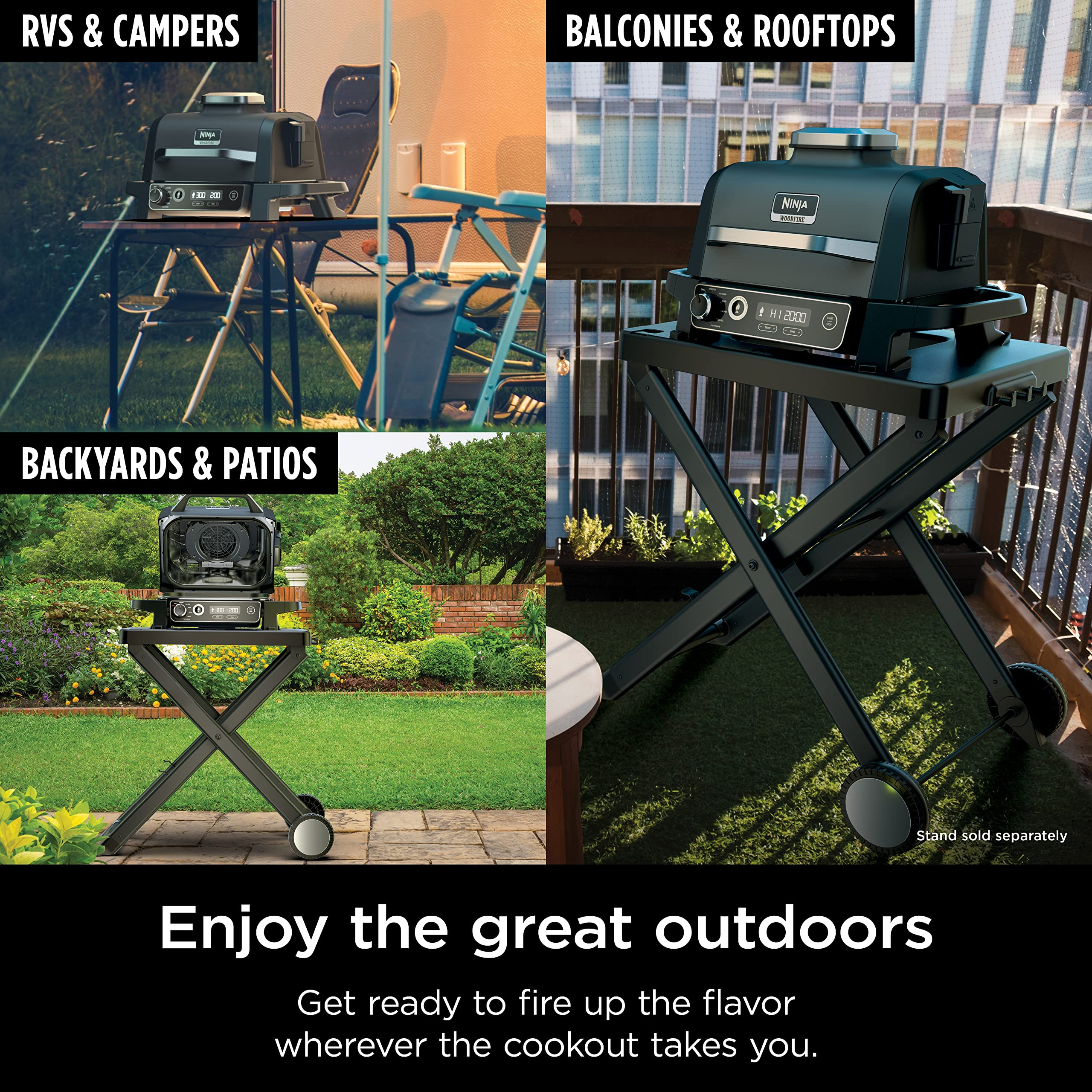 【Appliances】Ninja OG701 Woodfire Outdoor Grill, 7-in-1 Master Grill, BBQ Smoker & Outdoor Air Fryer plus Bake