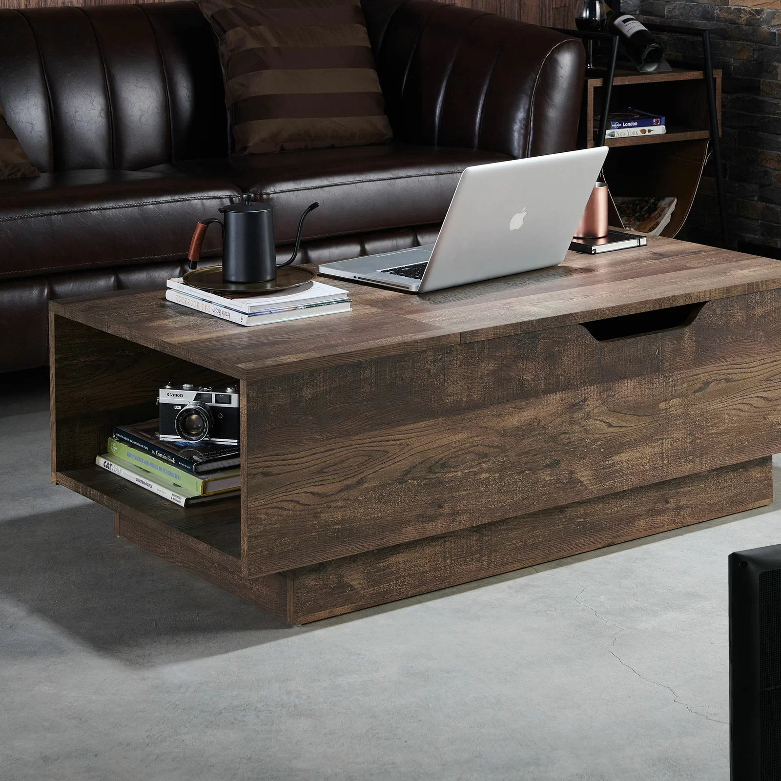 【Furniture】Kianna Lift Top Block Coffee Table with Storage