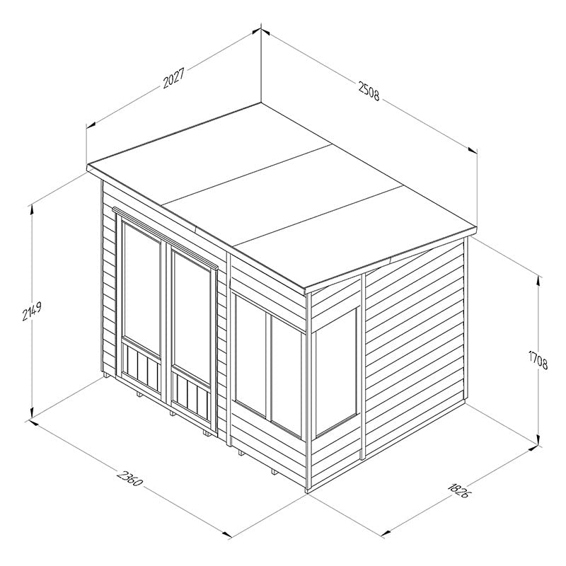 【Home&Garden】8x6 Forest Oakley Double Door Pent Summer House