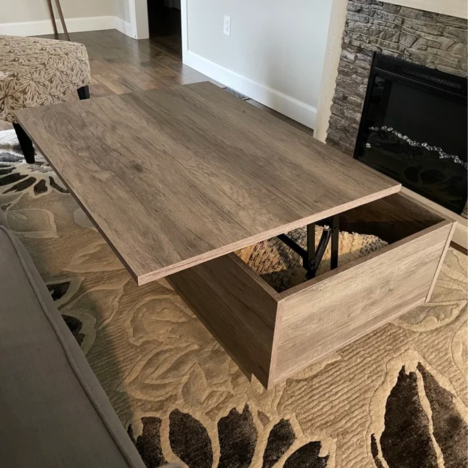 【Furniture】Kianna Lift Top Block Coffee Table with Storage