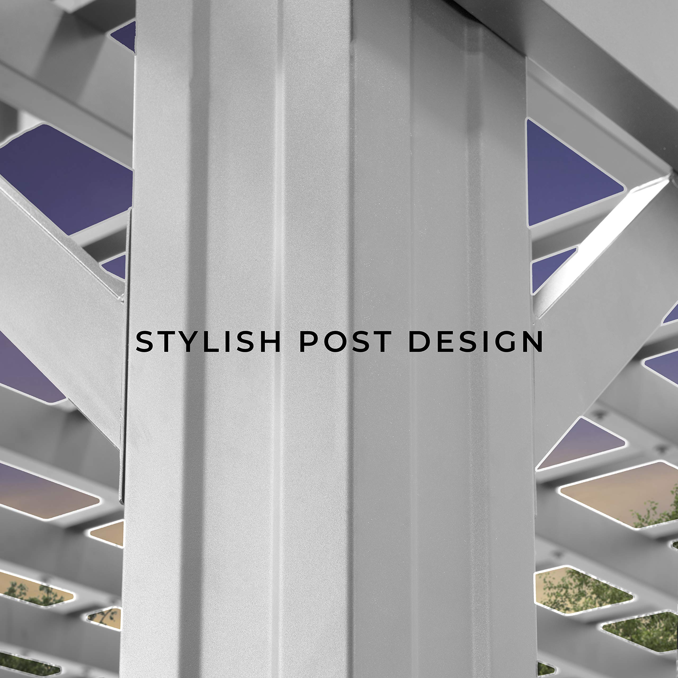 【Home&Garden】14' x 10' White Steel Traditional Pergola with Sail Shade Soft Canopy