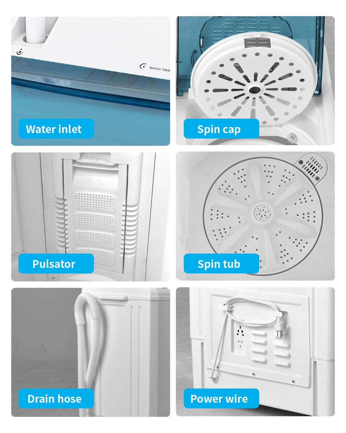 【Appliances】KUPPET Compact Twin Tub Portable Mini Washing Machine 26lbs Capacity, Washer & Spiner