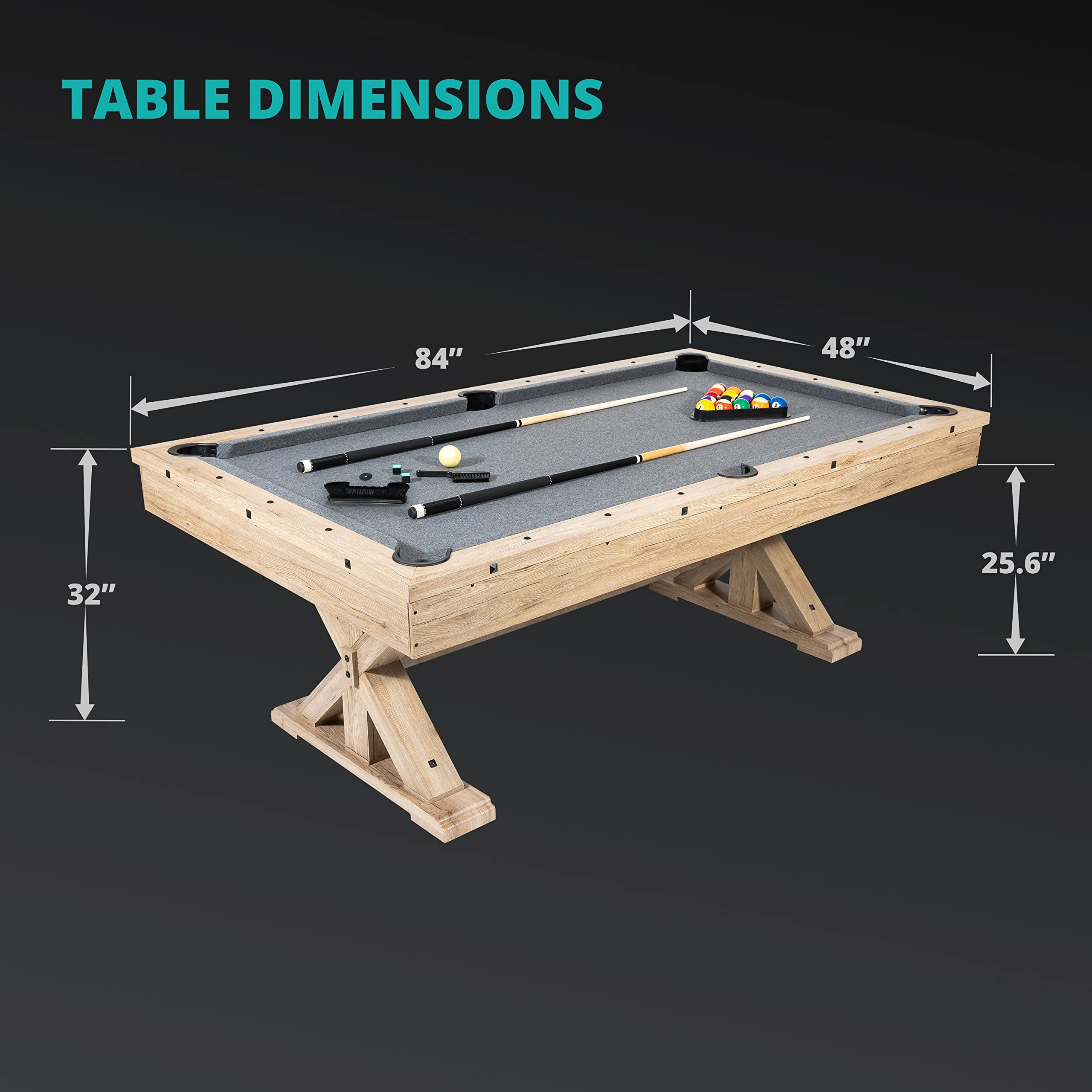 【Sports&Outdoors】【BS】Rockford 7-FT 3 in 1 Multi Game Featuring Pool Dining Table & Table Tennis Tables