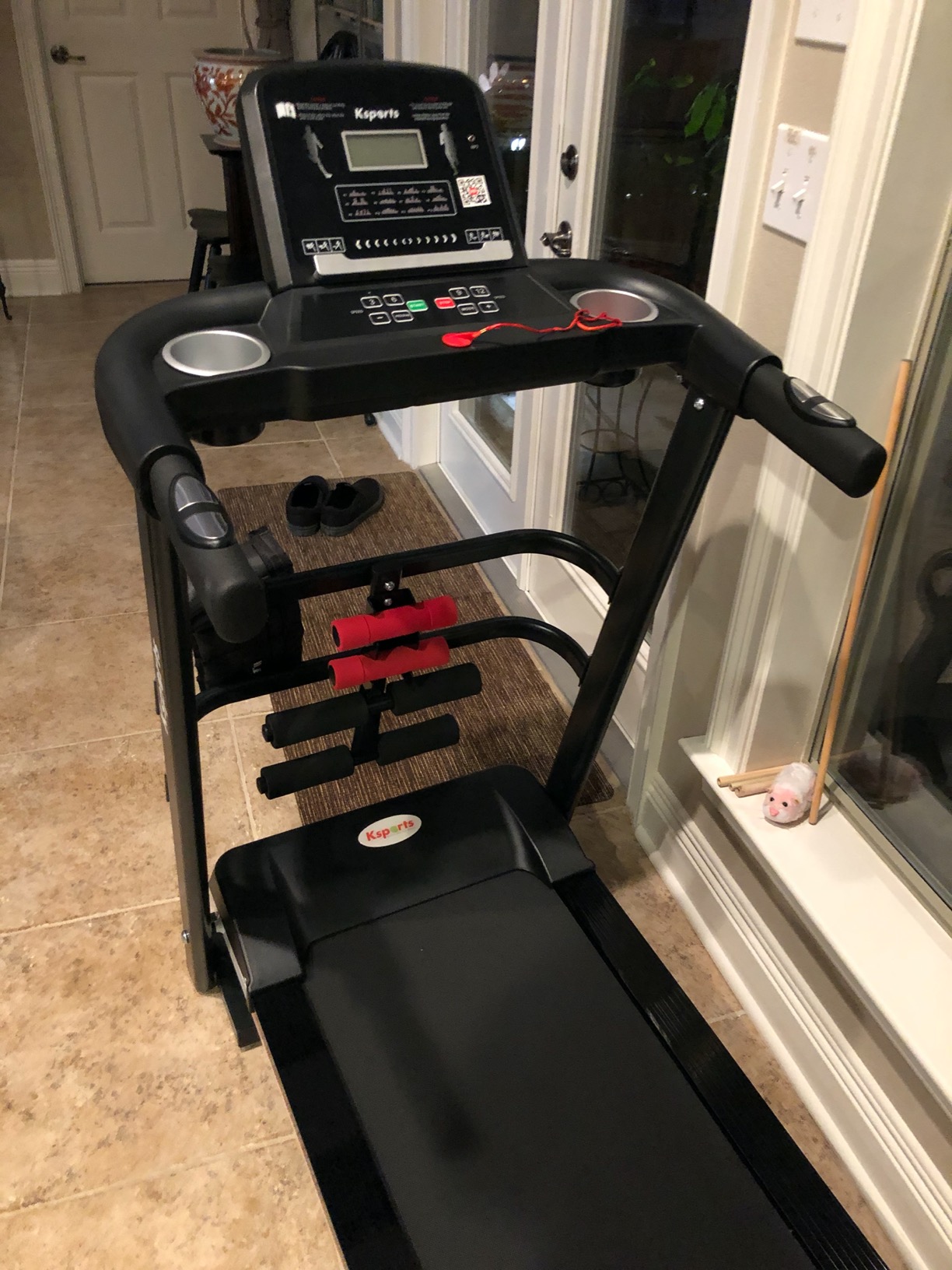 Treadmill Bundle, Electric Folding Incline Treadmill with Auto/Manual Inclineeasy-to-read LCD display with heart-rate sensor on handlebars & fit show smart app