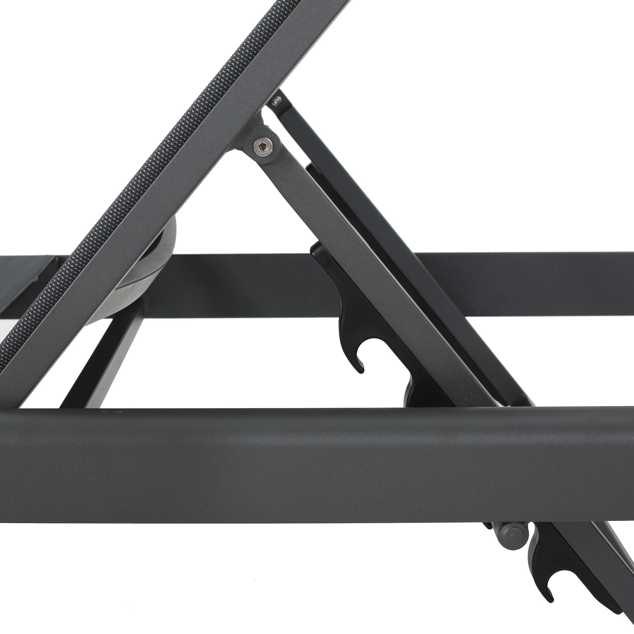 【Home&Garden】Coral Bay Outdoor Aluminum Chaise Lounges with Mesh Seat, 4-Pcs Set, Grey  Dark Grey