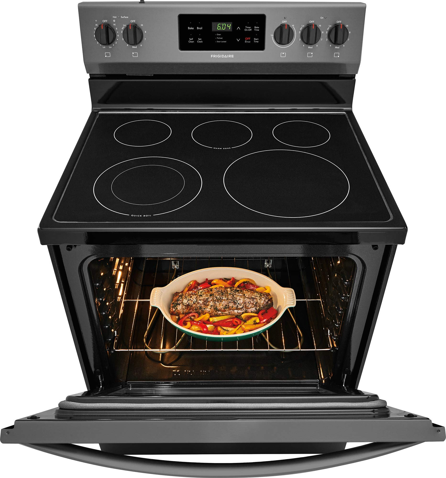 【Appliances】30 Freestanding Electric Range with 5.3 cu. ft. Capacity 2 Oven Racks Storage Drawer 5 Heating Elements