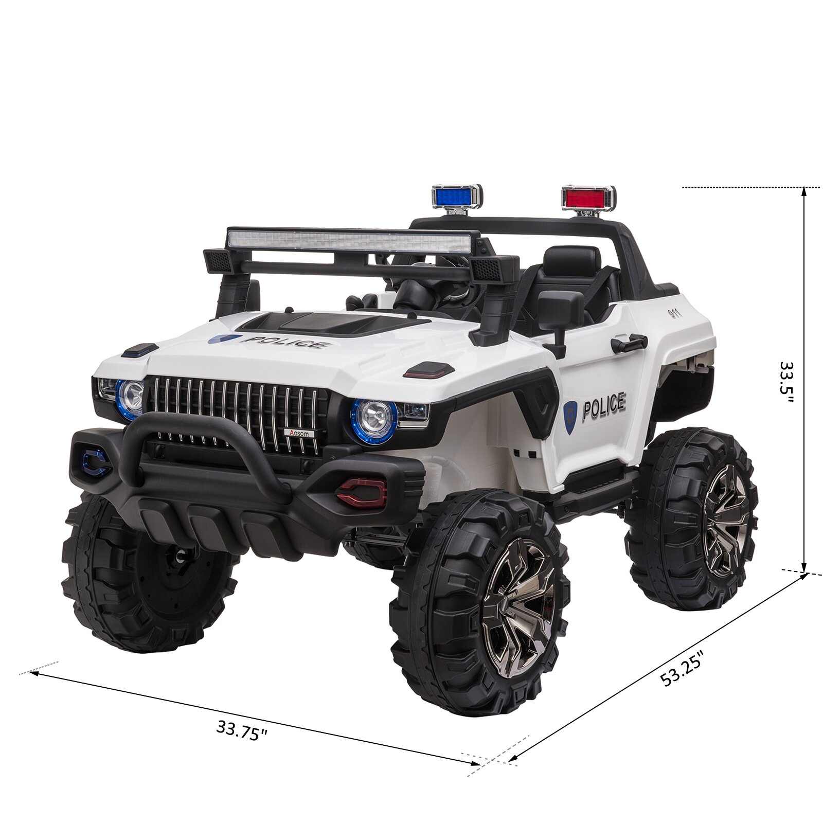 【Baby&Kids】2-Seater Electric Ride on Police Car SUV Truck Toy