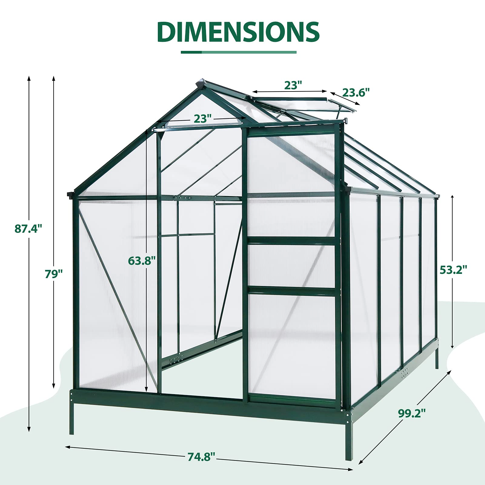 【Home&Garden】6' x 8' x 7' Outdoor Walk-in Hobby Greenhouse with Sliding Door & Ventilation Window