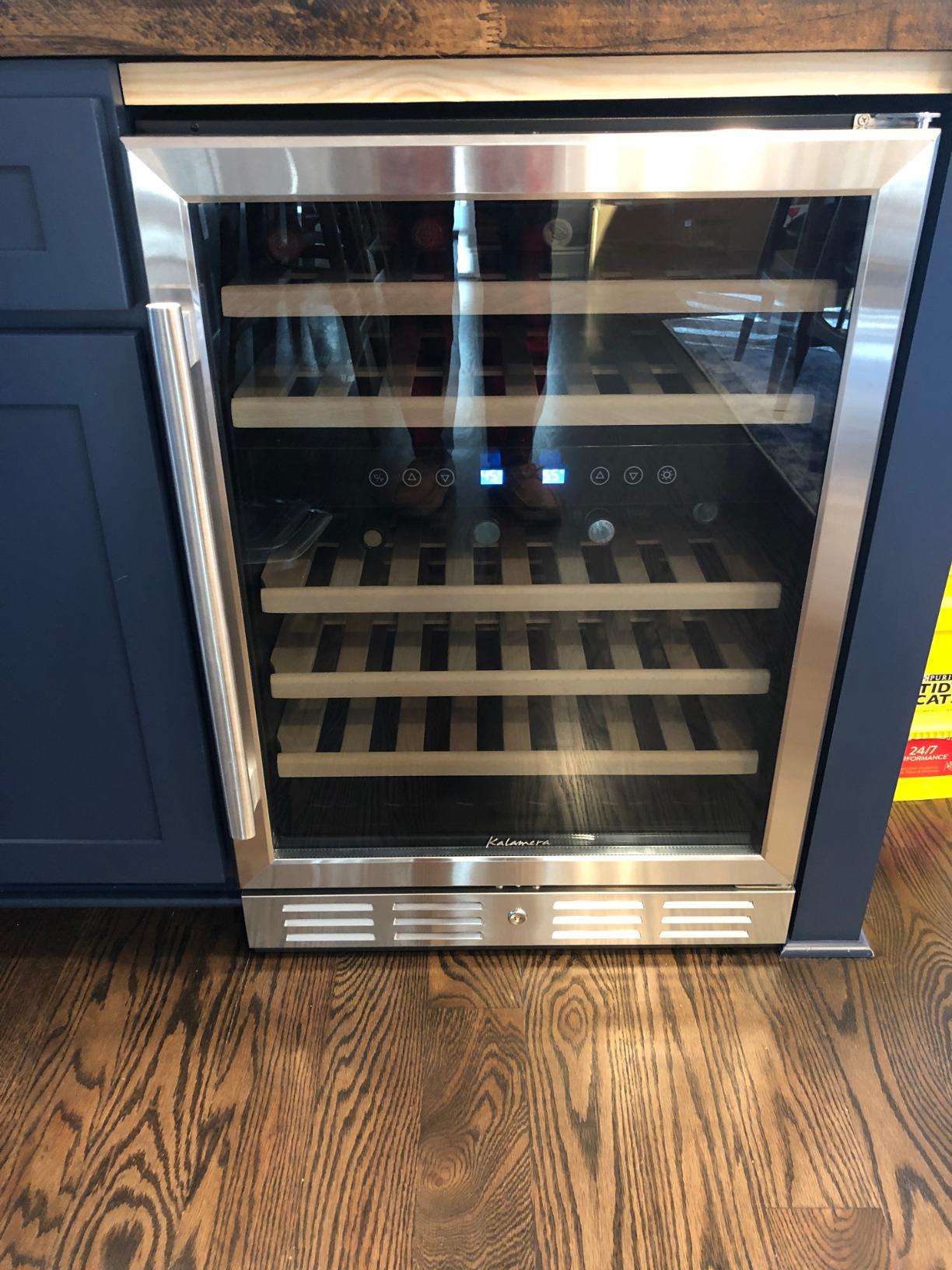 【Appliances】Kalamera 24'' Wine Cooler Refrigerator 46 Bottle Dual Zone Built-in or Freestanding Fridge