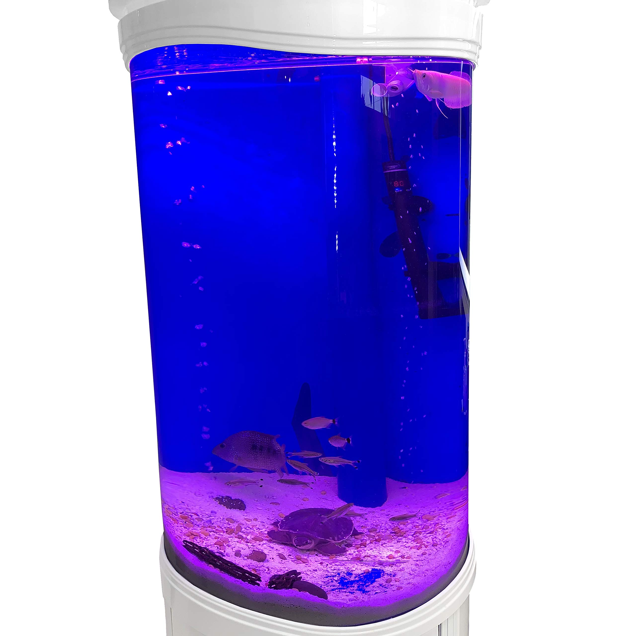 【Pet】Aqualic 360 Acrylic Aquarium Cylinder Fish Tank 70 Gallons w/ LED Light & Sump Tank