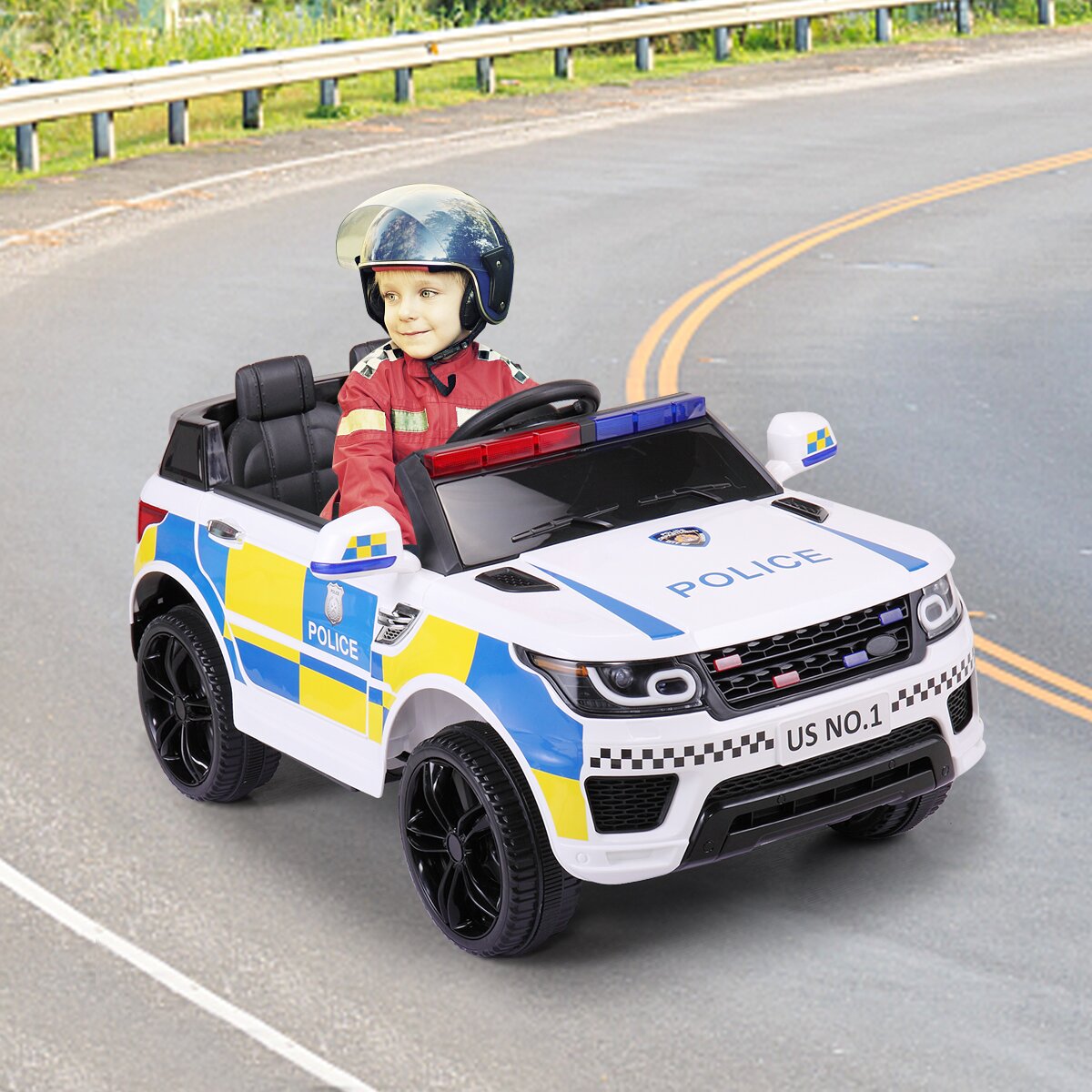 【Baby&Kids】12V Kids Ride on Police Car with Remote Control