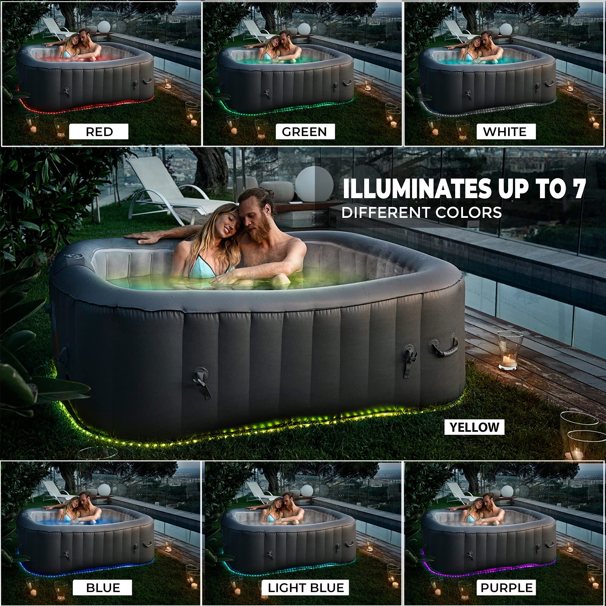 【Sports&Outdoors】Outdoor Portable Hot Tub - 6-Person Square Inflatable Heated Pool Spa