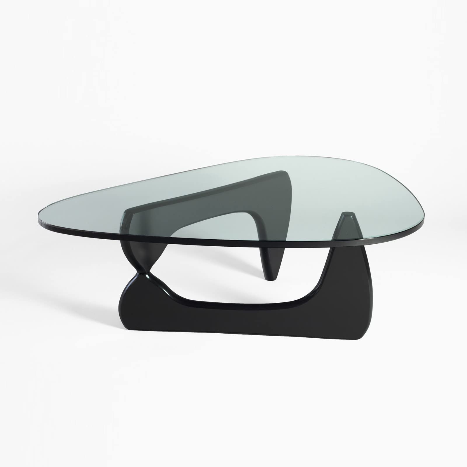 【Furniture】Noguchi Table Triangle Glass Coffee Table Vintage Glass End Table, Solid Wood Base & Glass Top