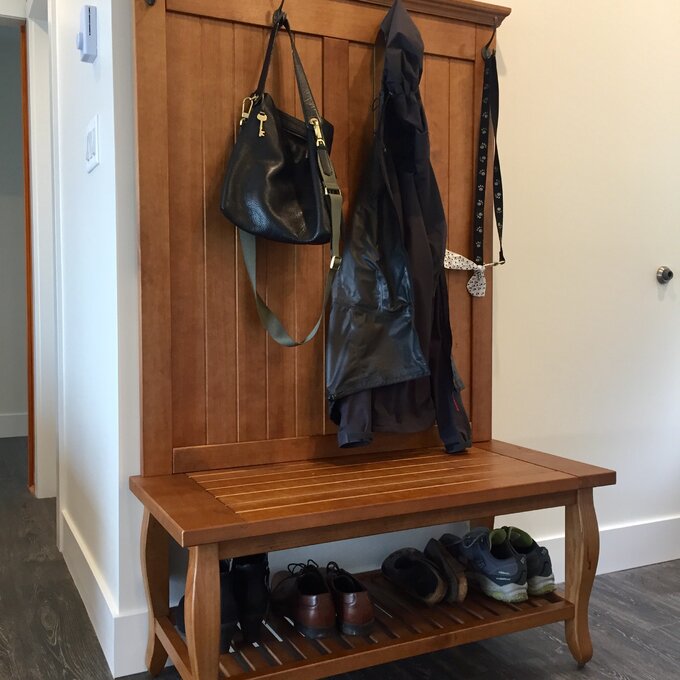 【Furniture】Bernnadette 40'' Wide Pine Solid Wood Hall Tree with Bench