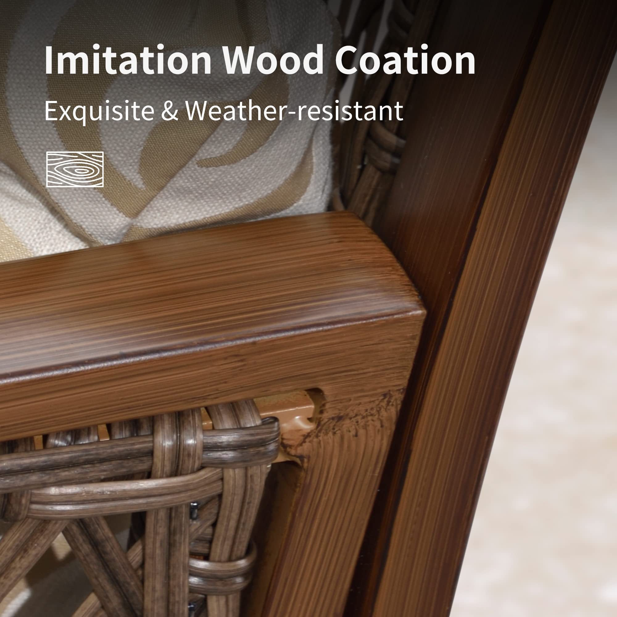 【Home&Garden】Patio Dining Set Outdoor Wicker Patio Furniture Sets Rectangular Tempered Glass Top Dining Table