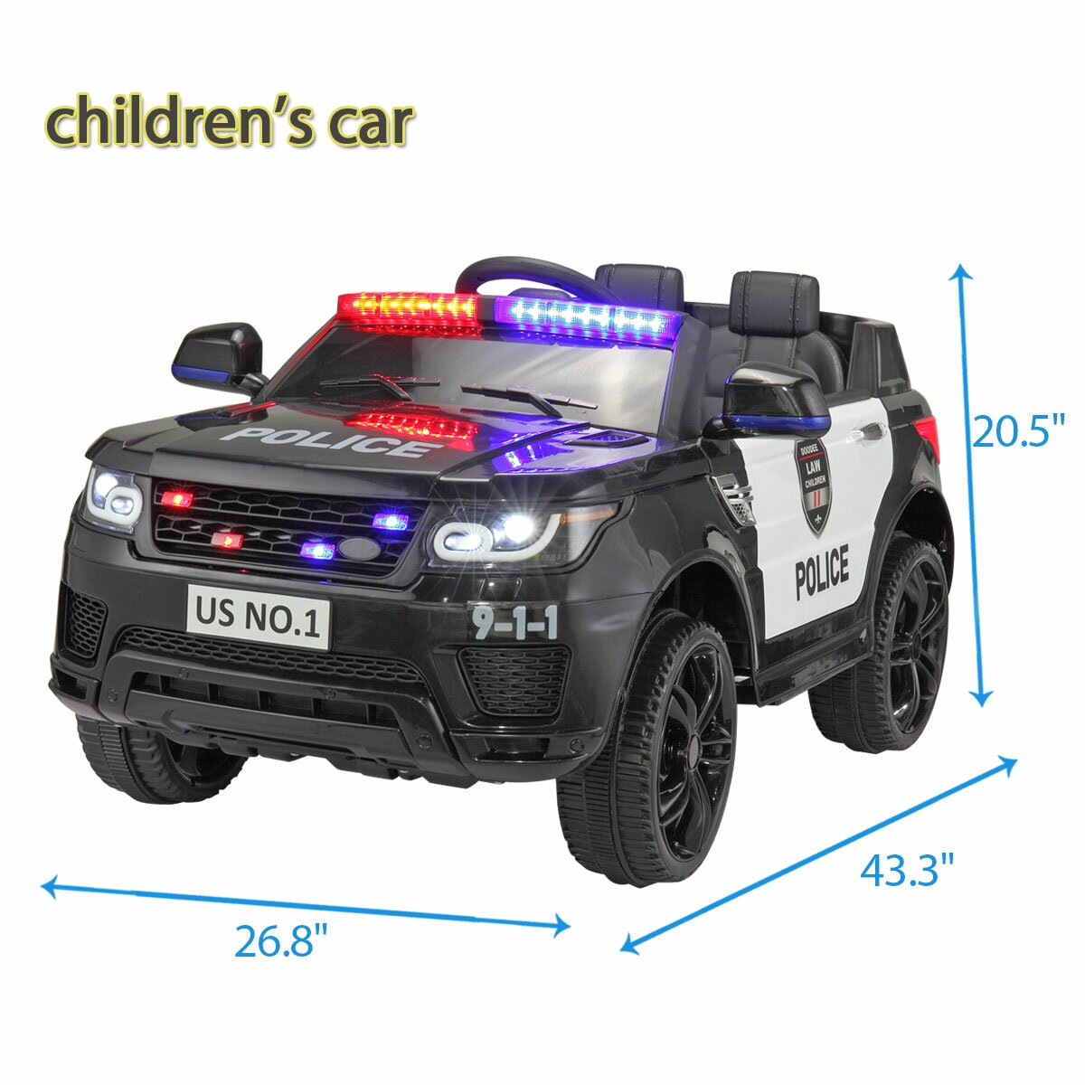 【Baby&Kids】12V Kids Ride on Police Car with Remote Control