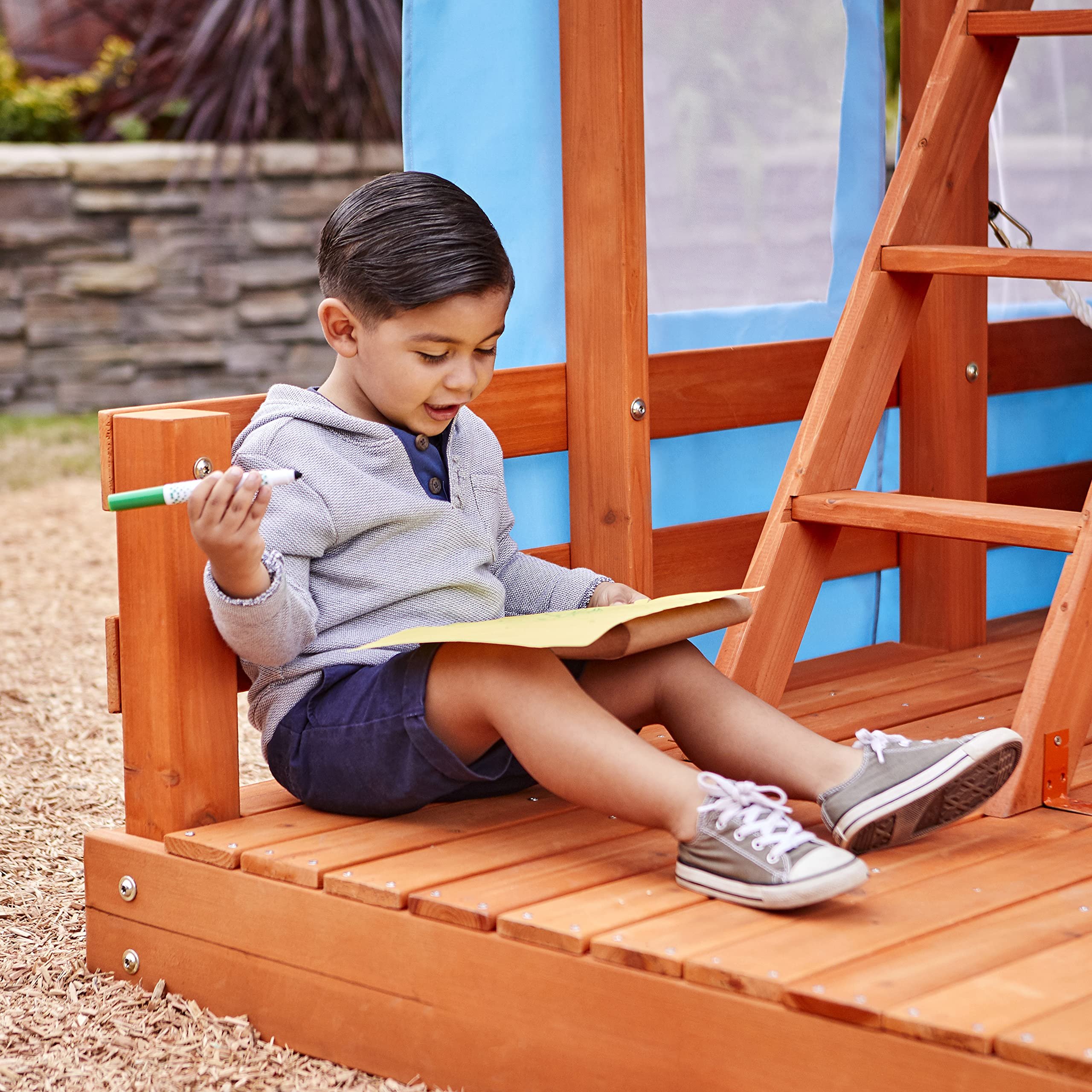 【Baby&Kids】Outdoor Glamping House, Backyard Bungalow Fun, 2 Bunk Hammocks, Outdoor Lights