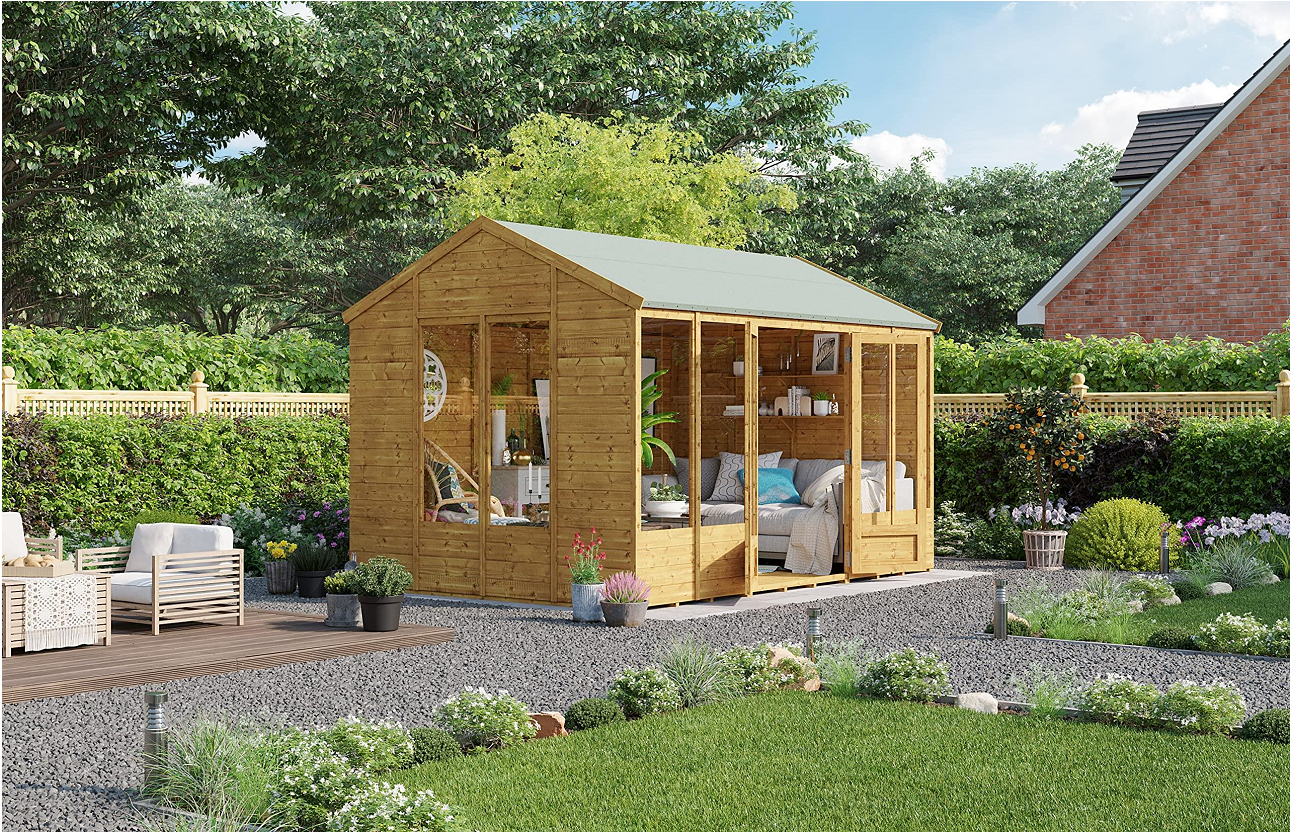 【Home&Garden】12x8 Summer House Log Cabin Wooden Summerhouses Garden Storage Shed Summerhouse
