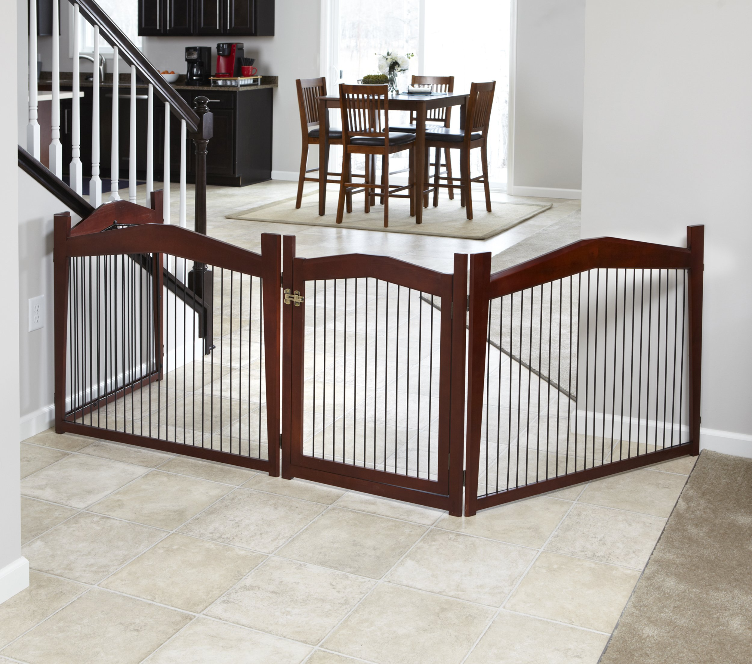 【Home&Garden】2-in-1 Configurable Pet Crate and Gate, Brown, Large