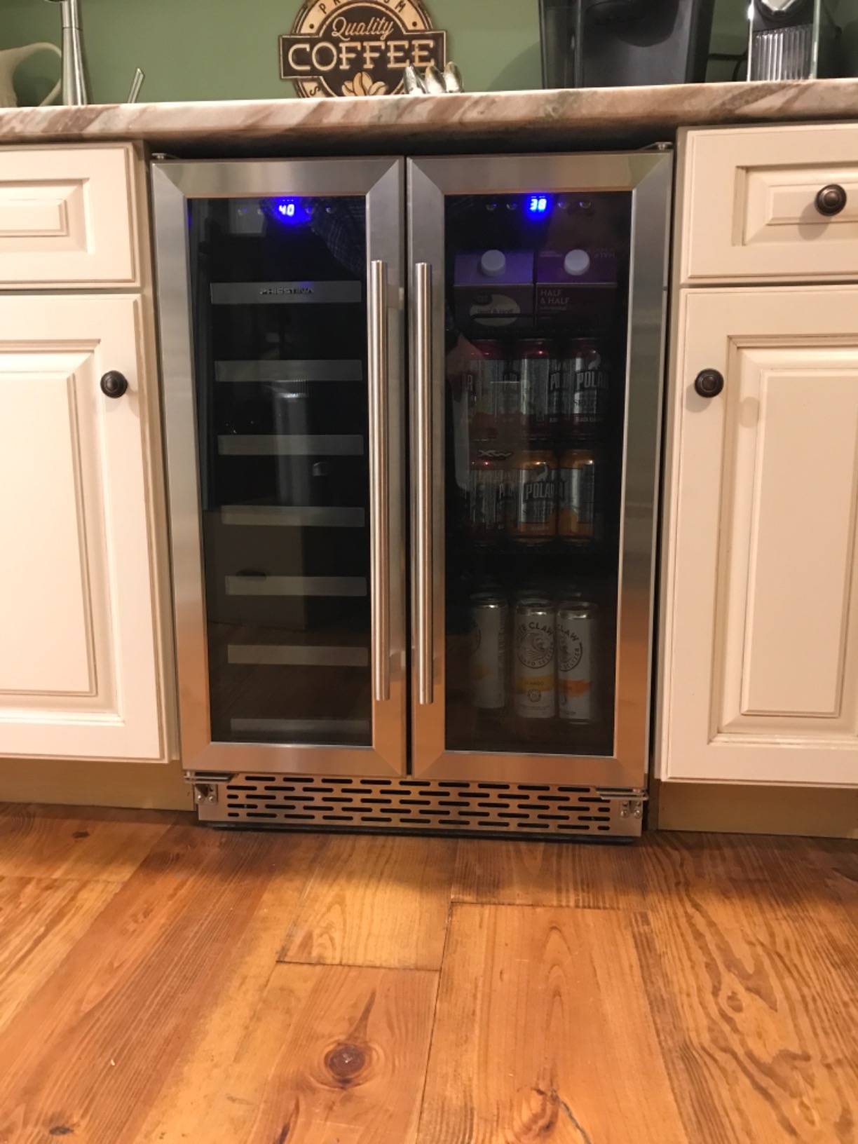 【Appliances】Phiestina 24 Inch Under Counter Wine Cooler - 46 Bottle Built-In Dual Zone Compressor Wine Refrigerator