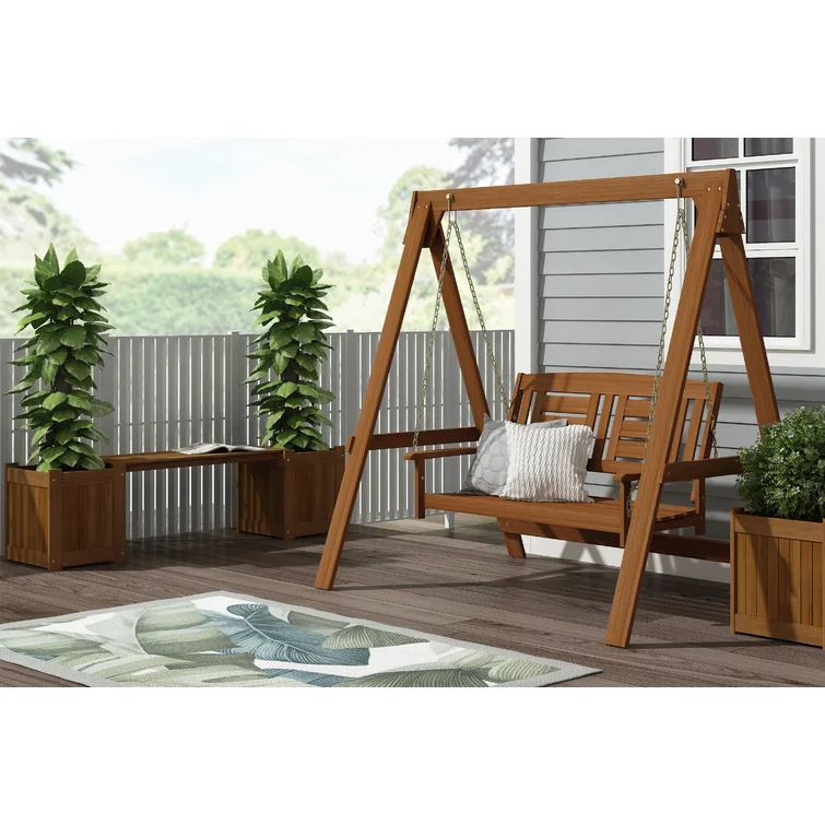 【Home&Garden】 2 Person Solid Wood Porch Swing