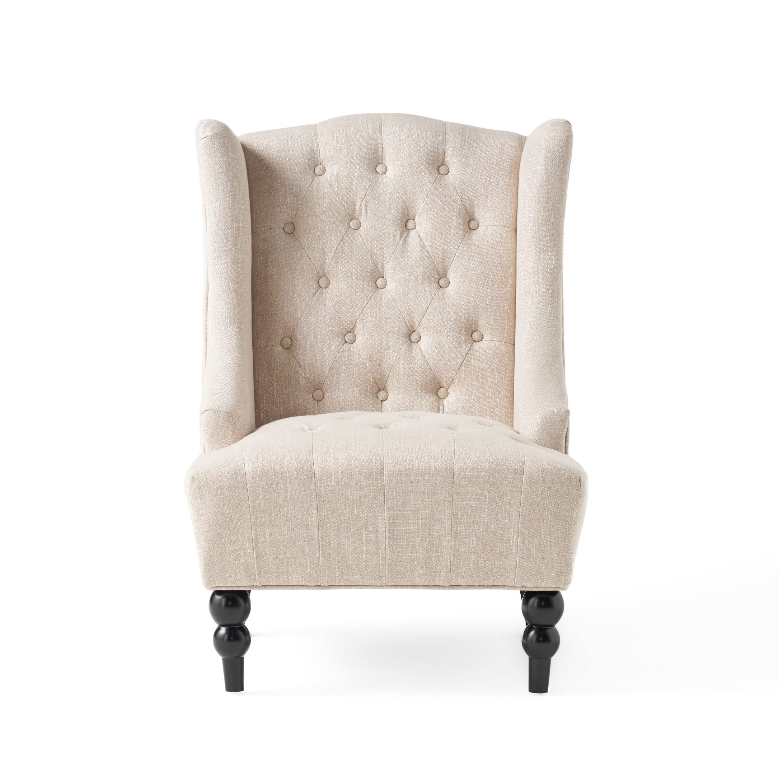 【Furniture】Great Deal Furniture Clarice Tall Wingback Tufted Fabric Accent Chair