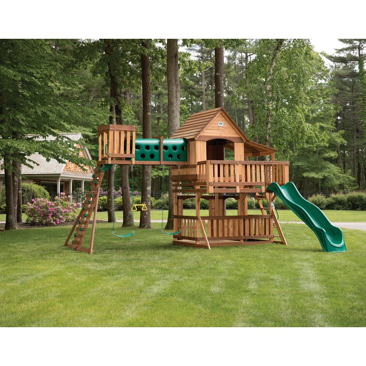 【Sports&Outdoors】Backyard Discovery Woodridge Elite All Cedar Wooden Swing Set