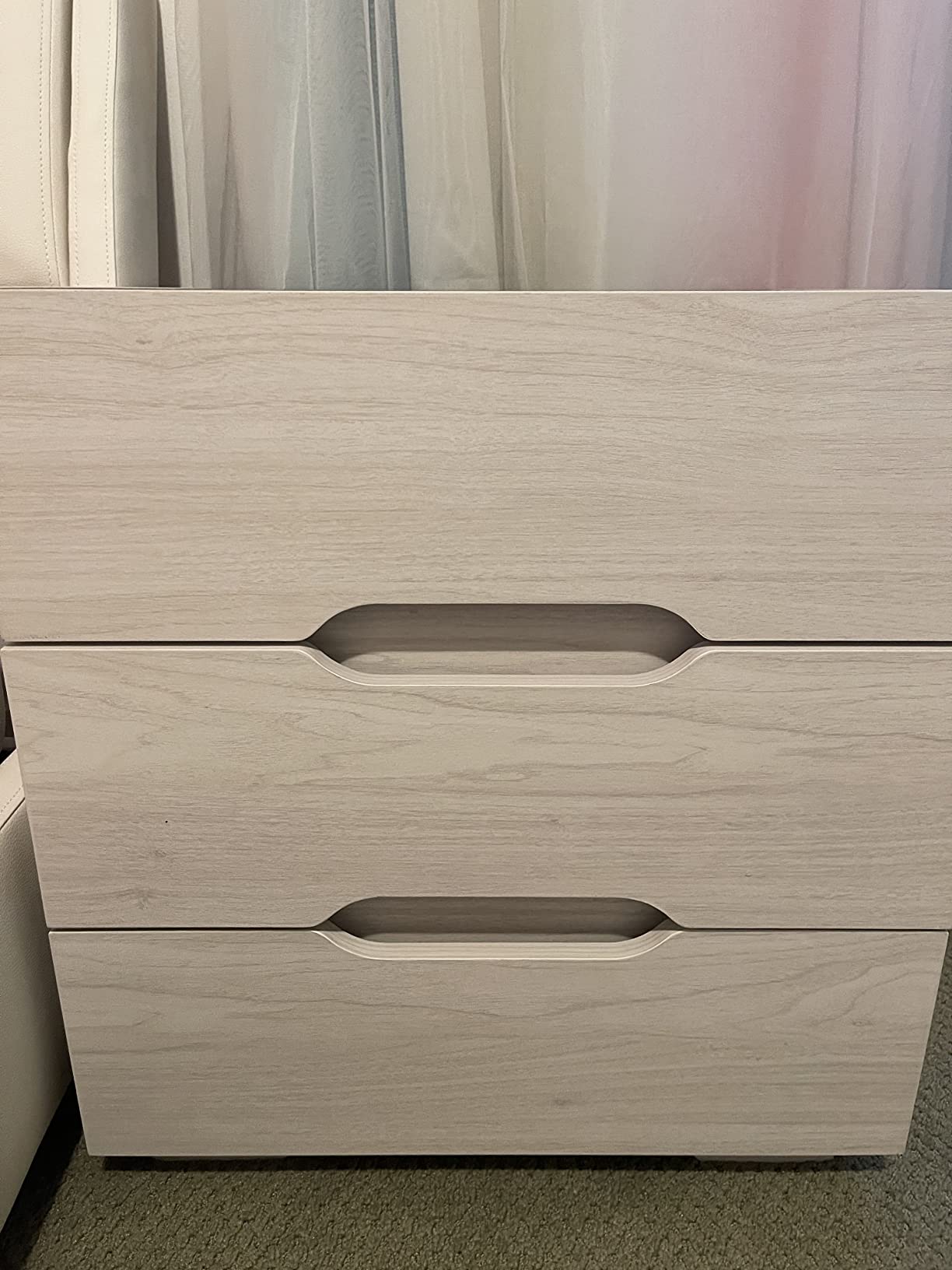 【Furniture】Nightstands Wireless Charging Station and LED Lights, Modern End Side Table with 3 Drawer