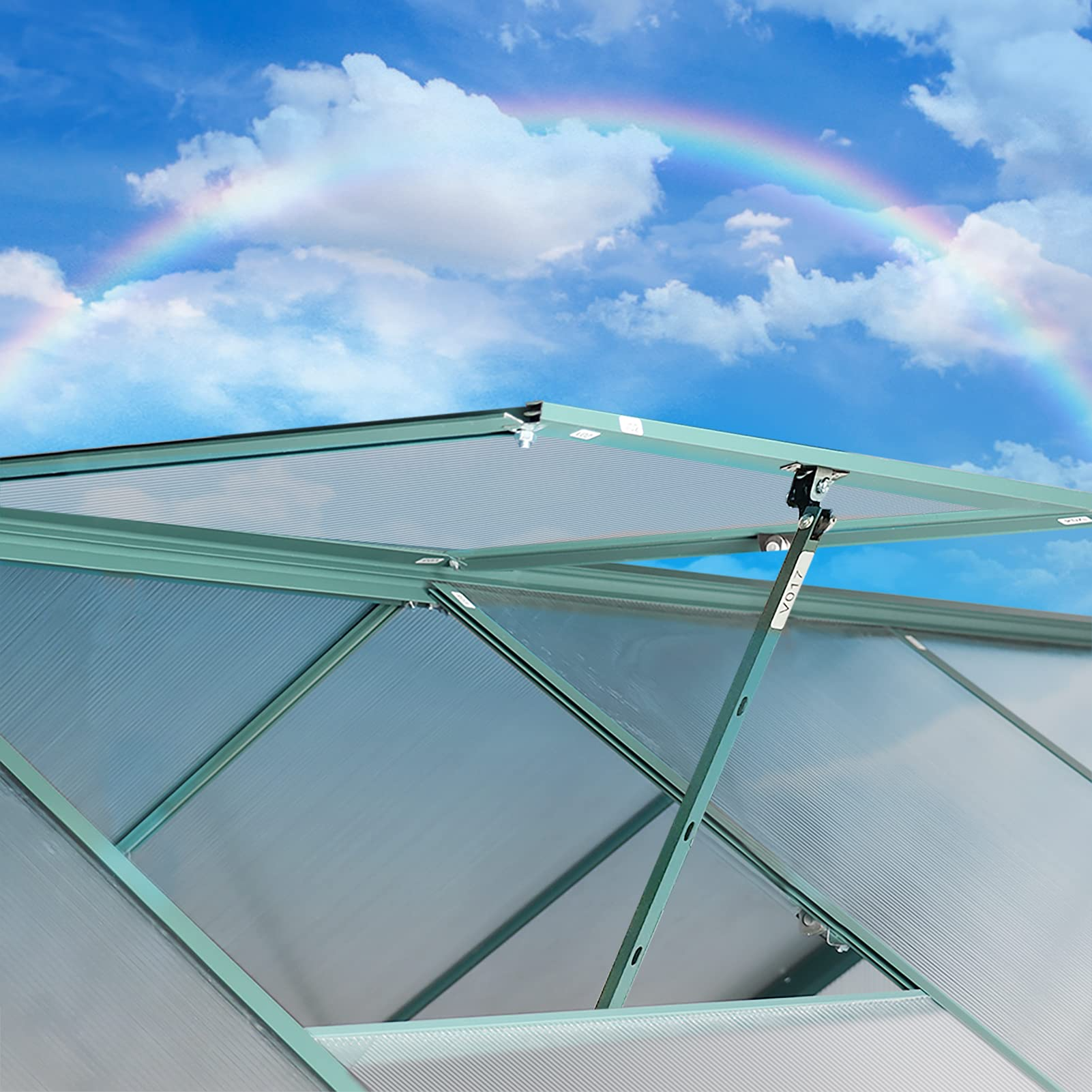 【Home&Garden】6x8 Hobby Greenhouse, Polycarbonate Aluminum Green House with Window, Heavy Duty Greenhouses Kit