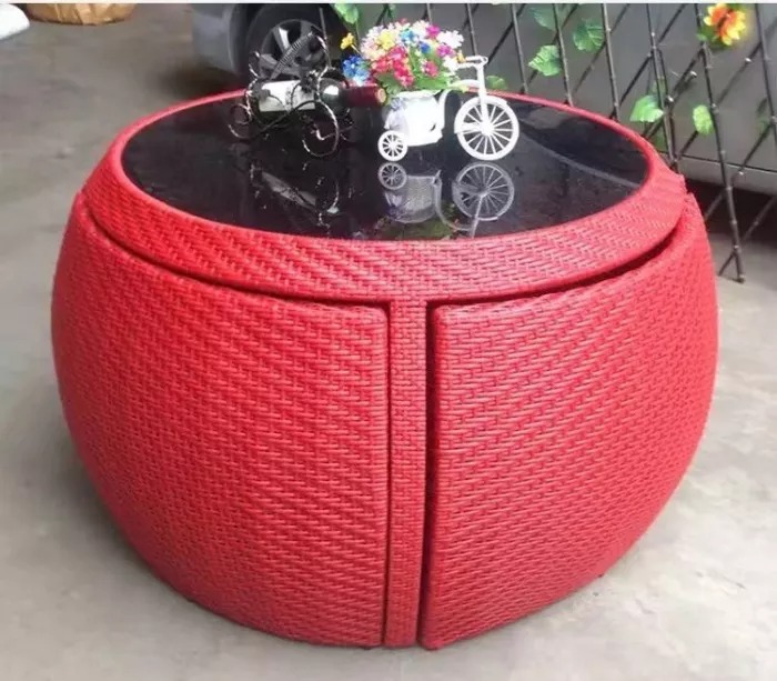 【Furniture】Outdoor balcony leisure rattan chair + table five-piece open-air sun room courtyard