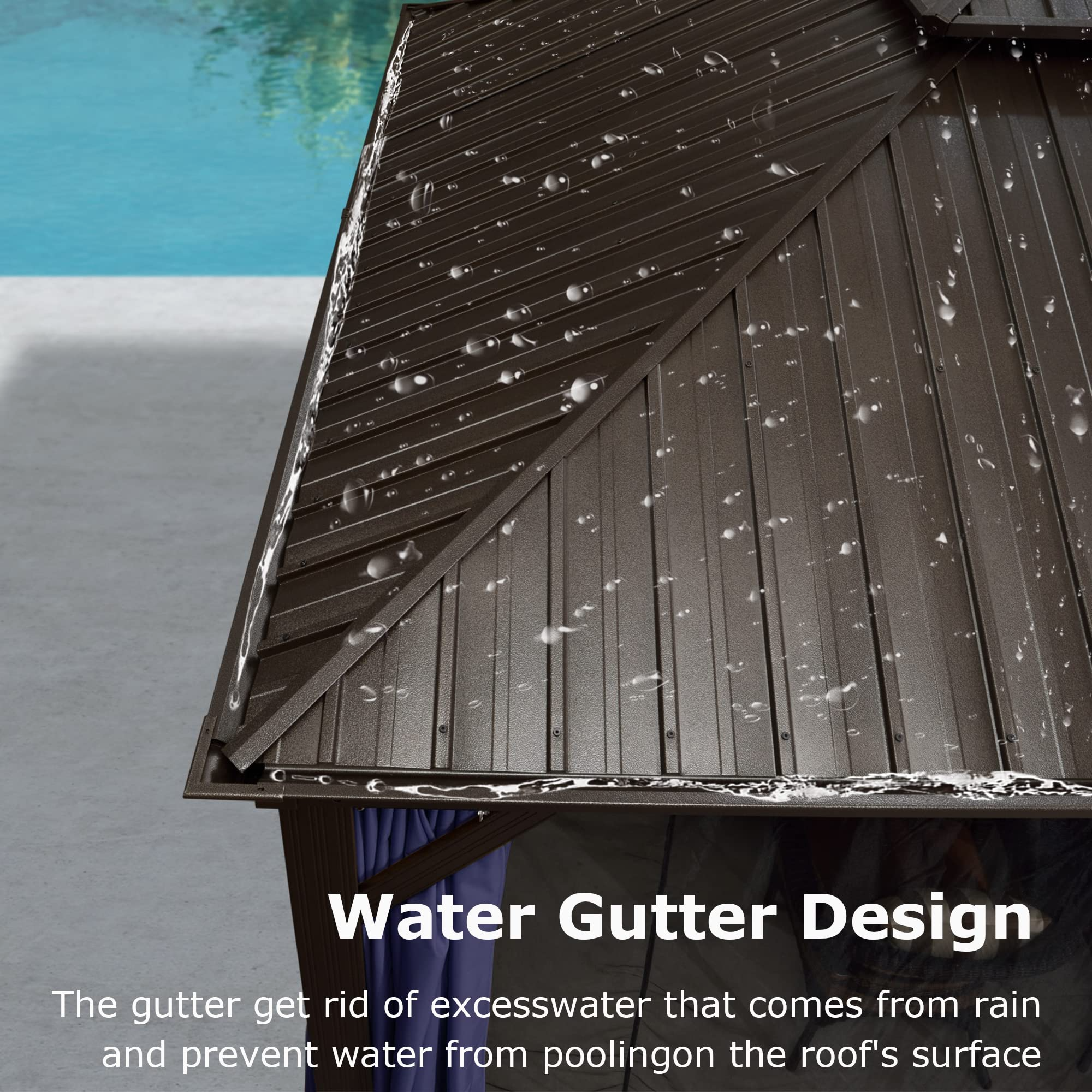 【Gazebo】Hardtop Gazebo Pavilion for Outdoor Deck Backyard Heavy Duty Sunshade Large Metal Patio