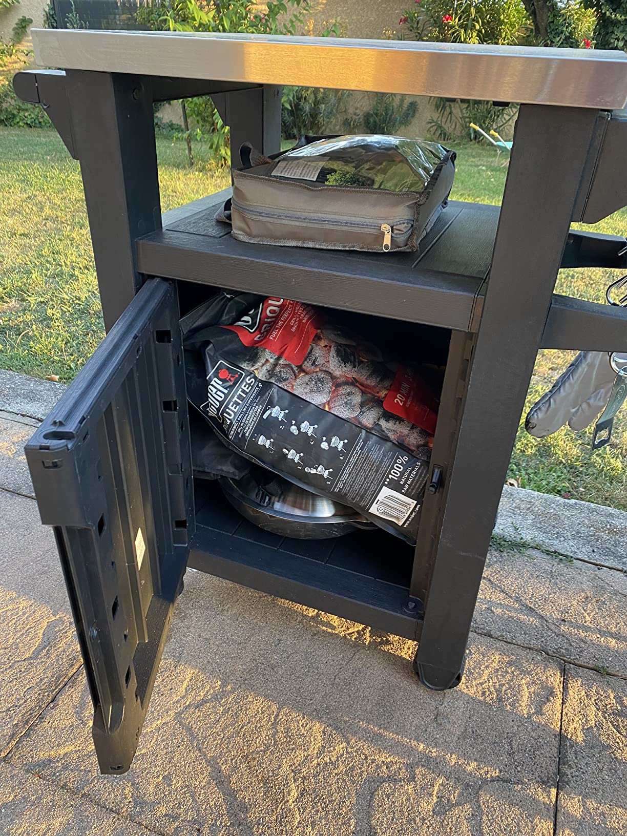 【Home & Garden】Outdoor Portable Entertainment Kitchen Storage and Food Station, Graphite, 70 x 54 x 90 cm